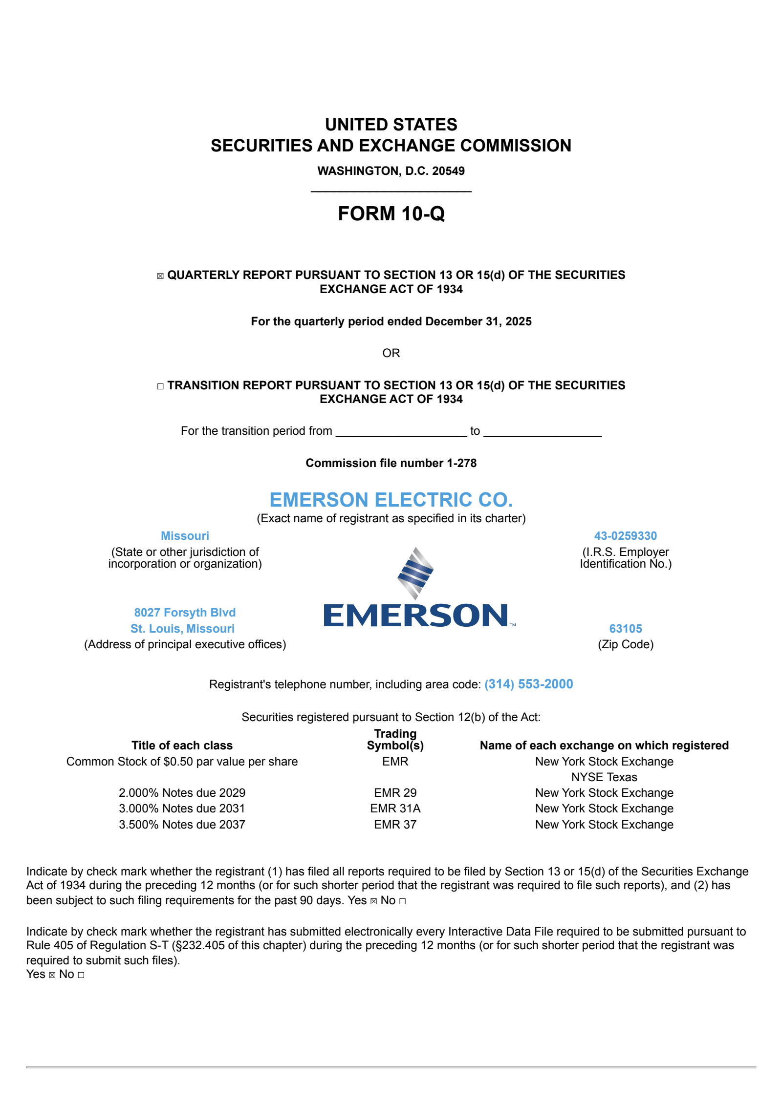Emerson Electric's Q1 2026 Quarterly report