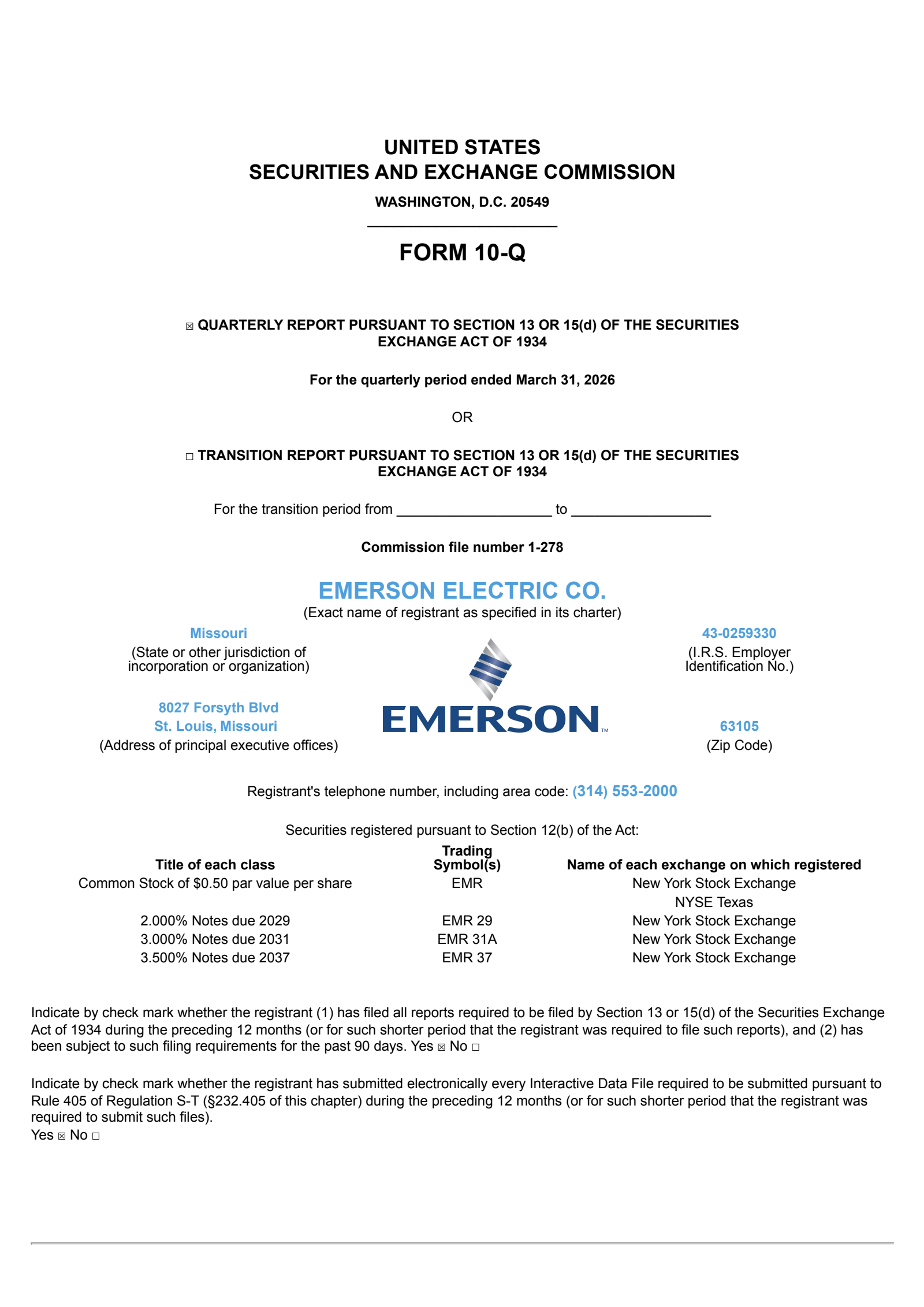 Emerson Electric's Q2 2026 Quarterly report