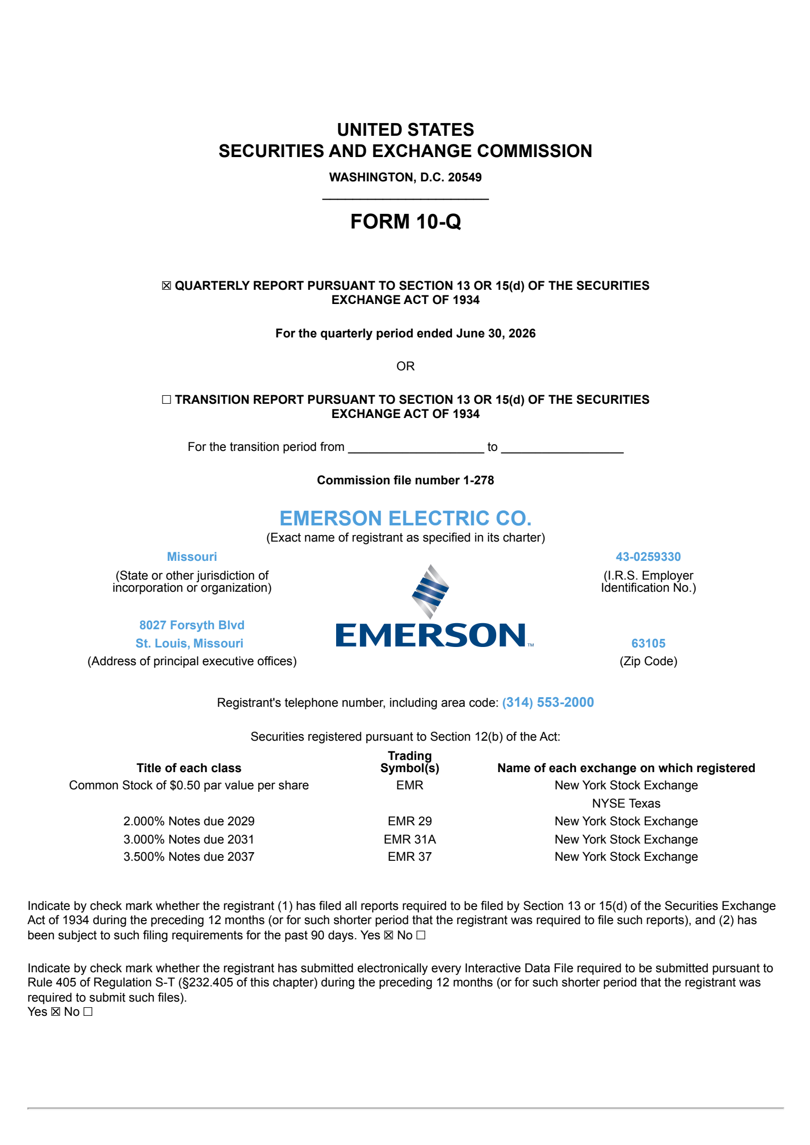 Emerson Electric's Q3 2026 Quarterly report
