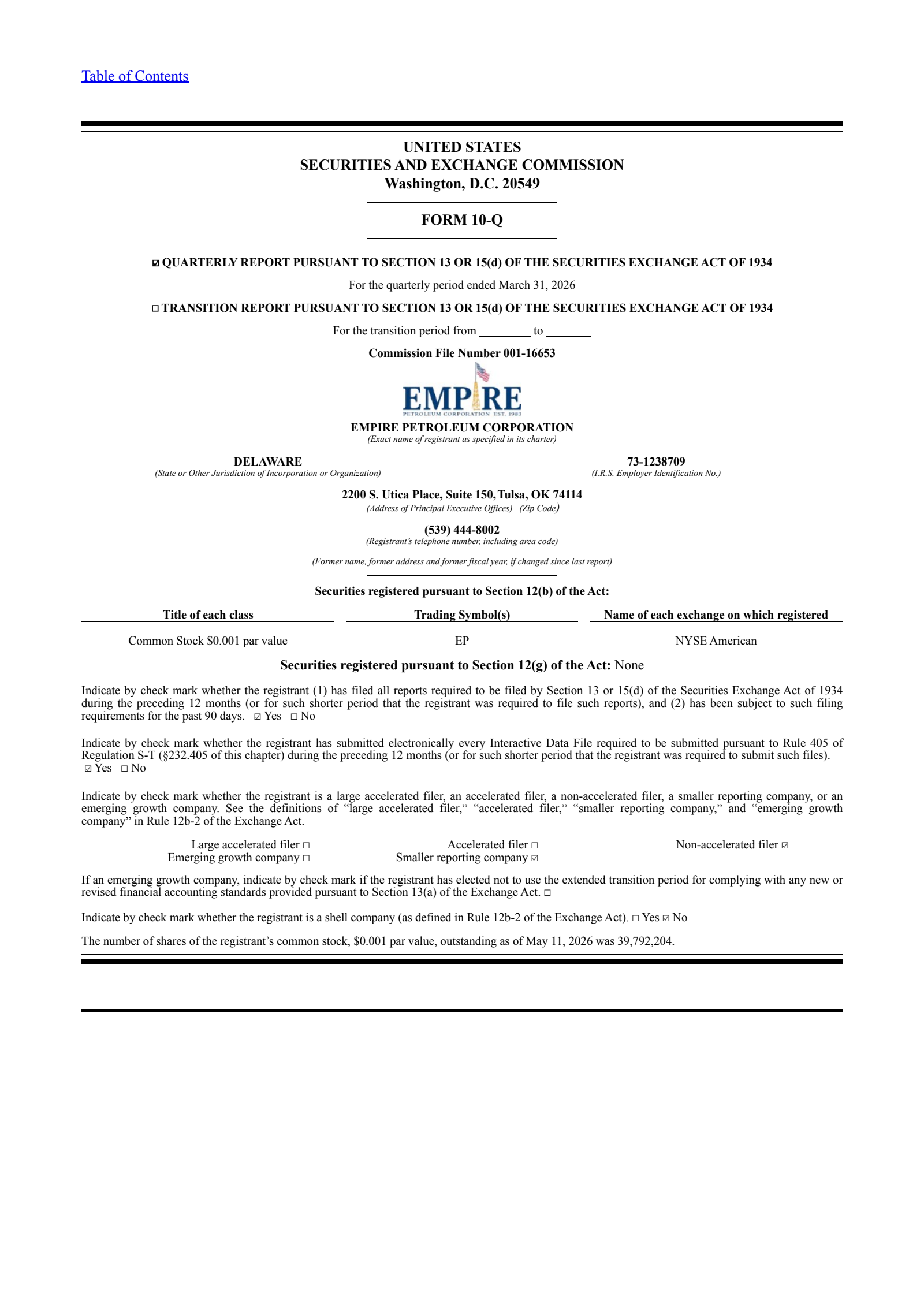 El Paso's Q1 2026 Quarterly report