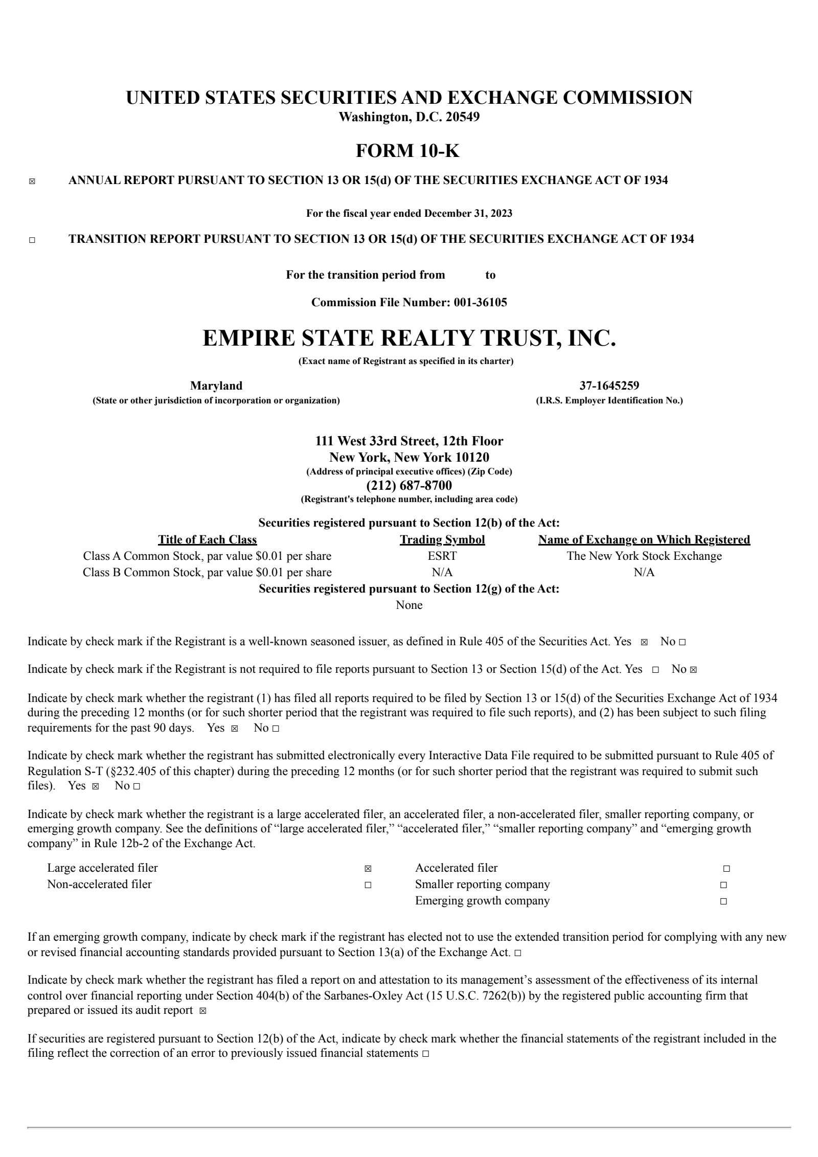 Empire State Realty Trust's Q4 2023 Annual report