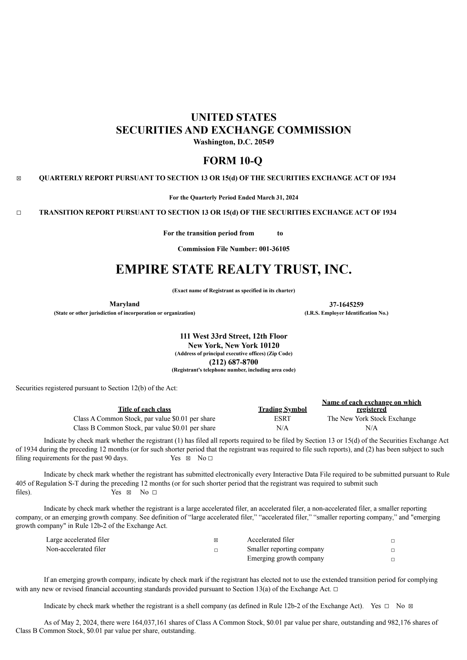 Empire State Realty Trust's Q1 2024 Quarterly report