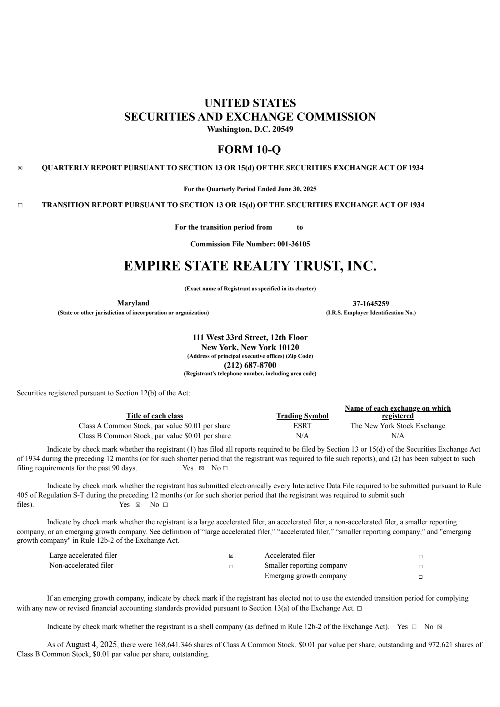 Empire State Realty Trust's Q2 2025 Quarterly report