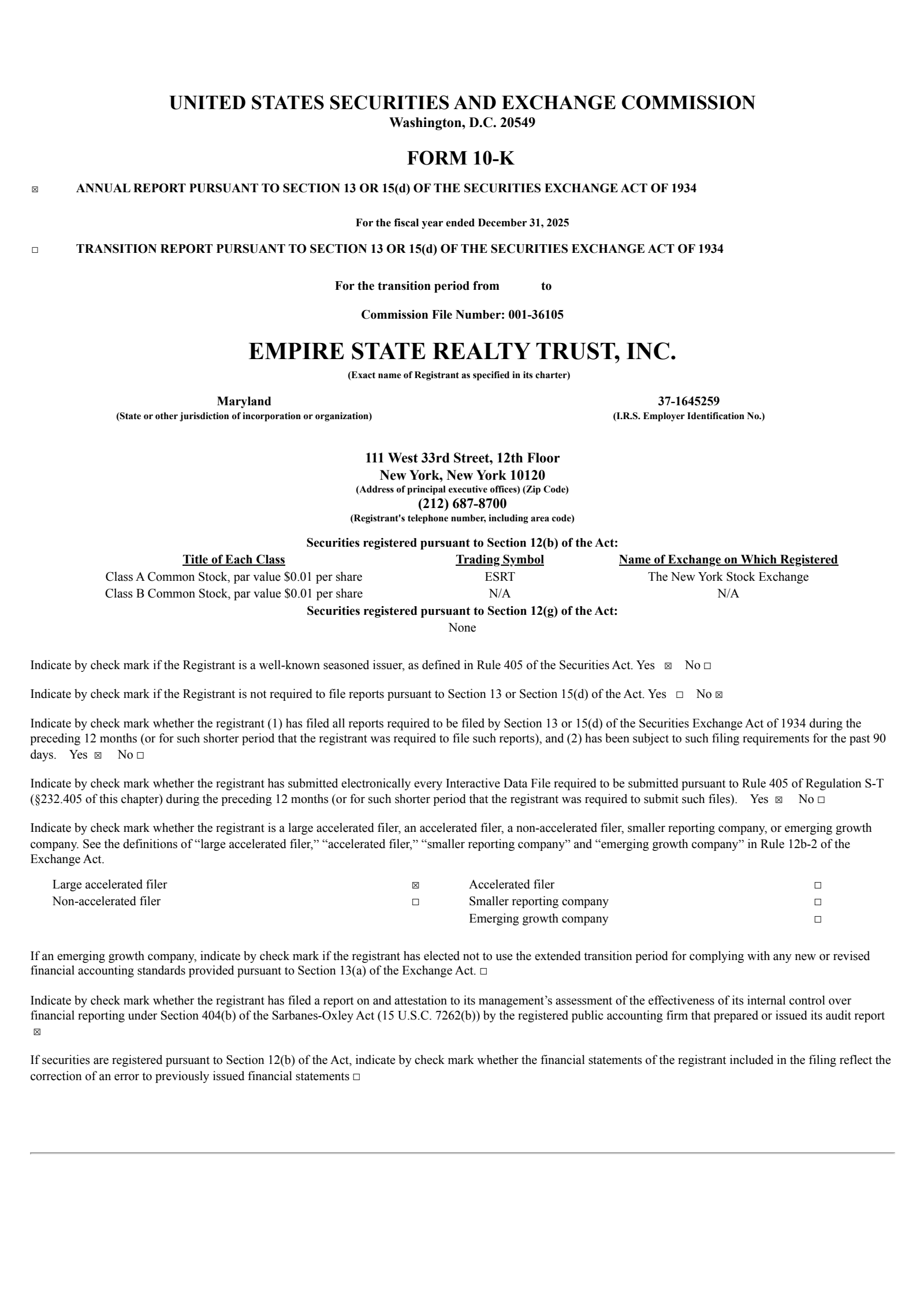 Empire State Realty Trust's Q4 2025 Annual report