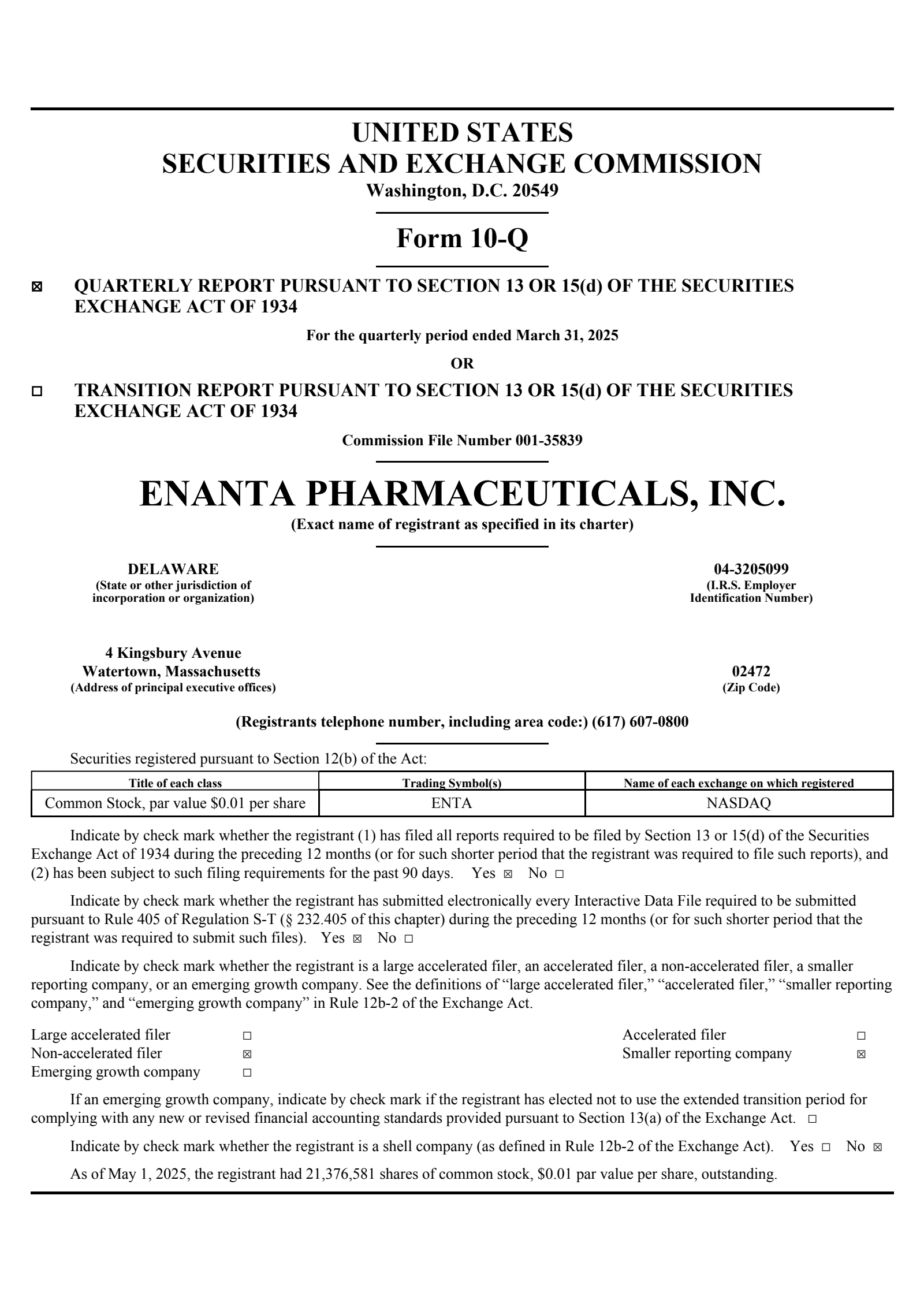 Enanta Pharmaceuticals' Q2 2025 Quarterly report
