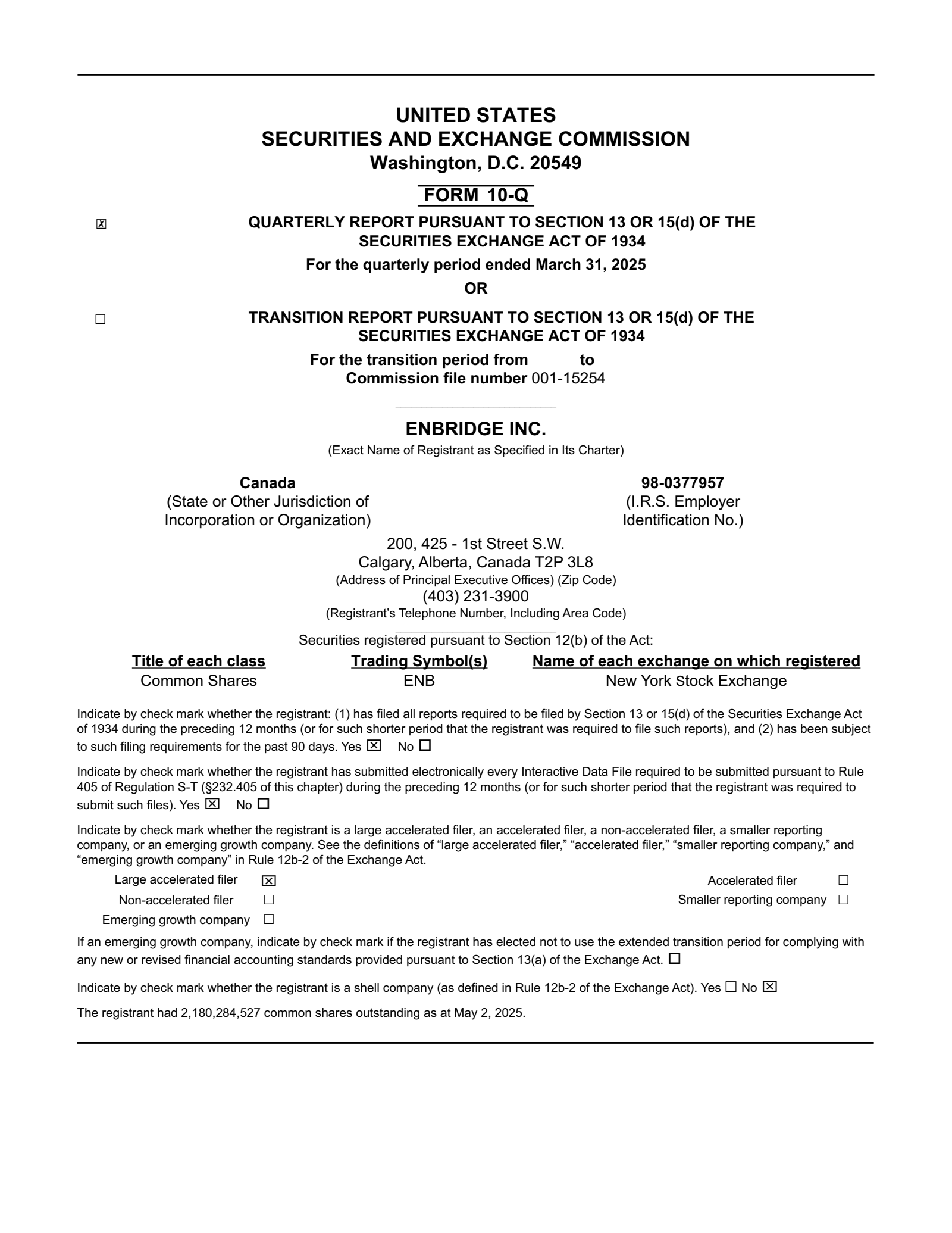 Enbridge's Q1 2025 Quarterly report