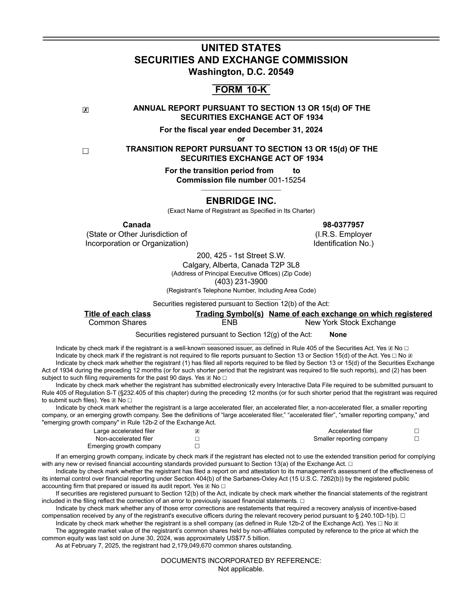 Enbridge's Q4 2024 Annual report