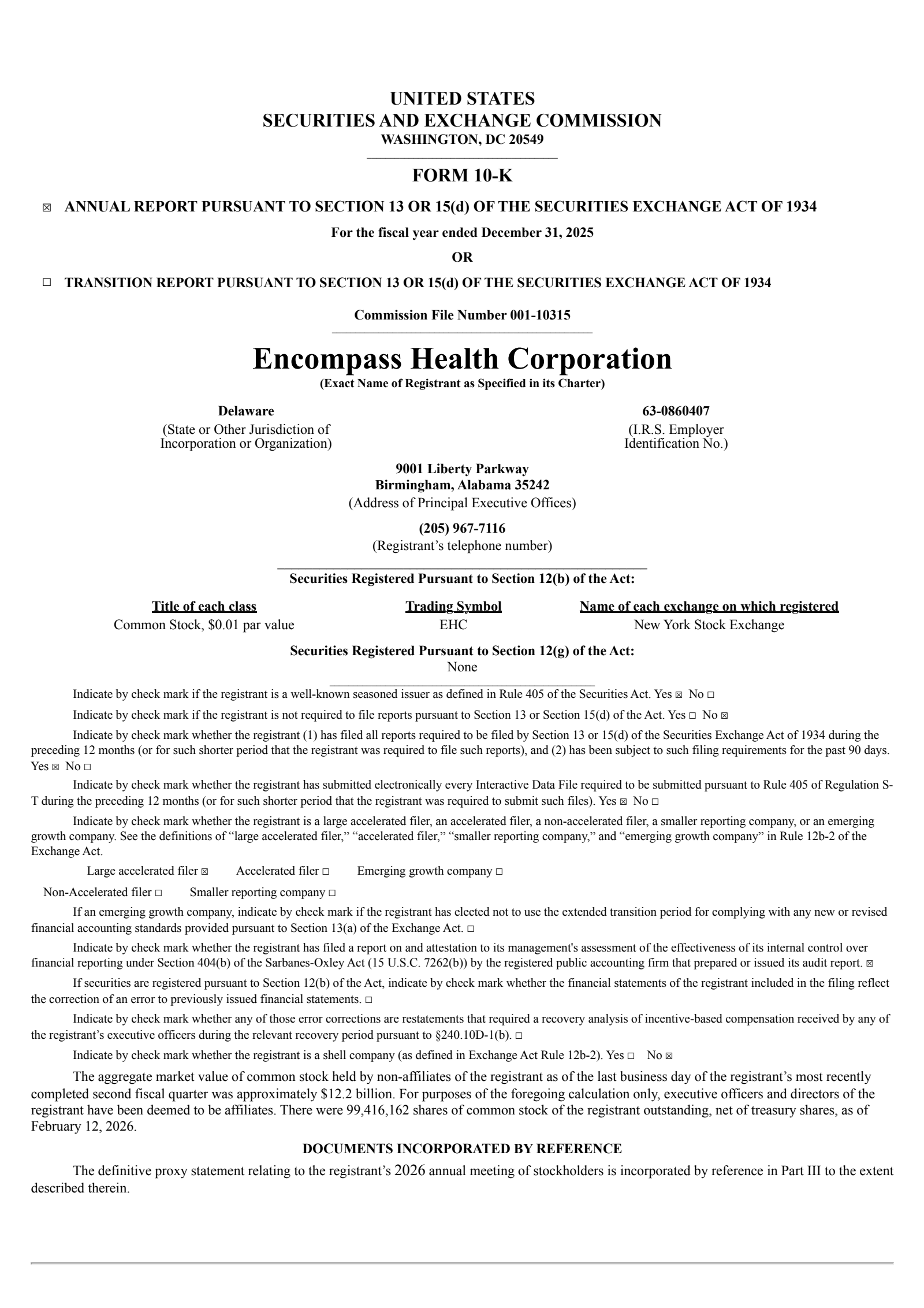 Encompass Health's Q4 2025 Annual report