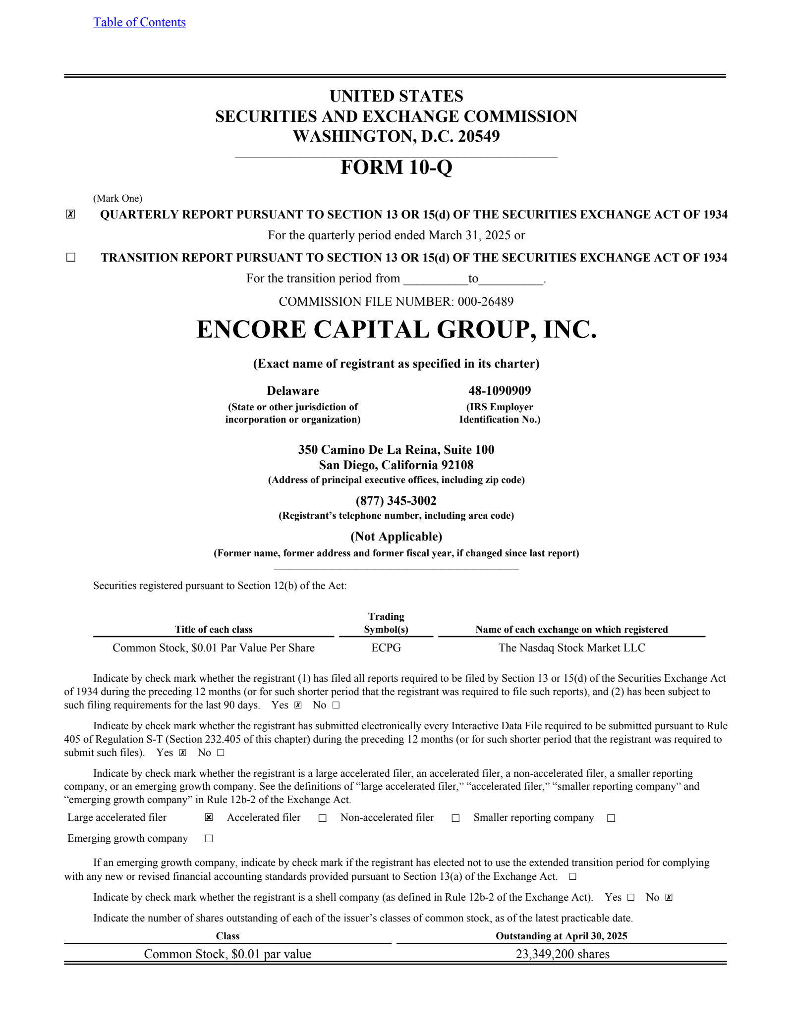 Encore Capital Group's Q1 2025 Quarterly report