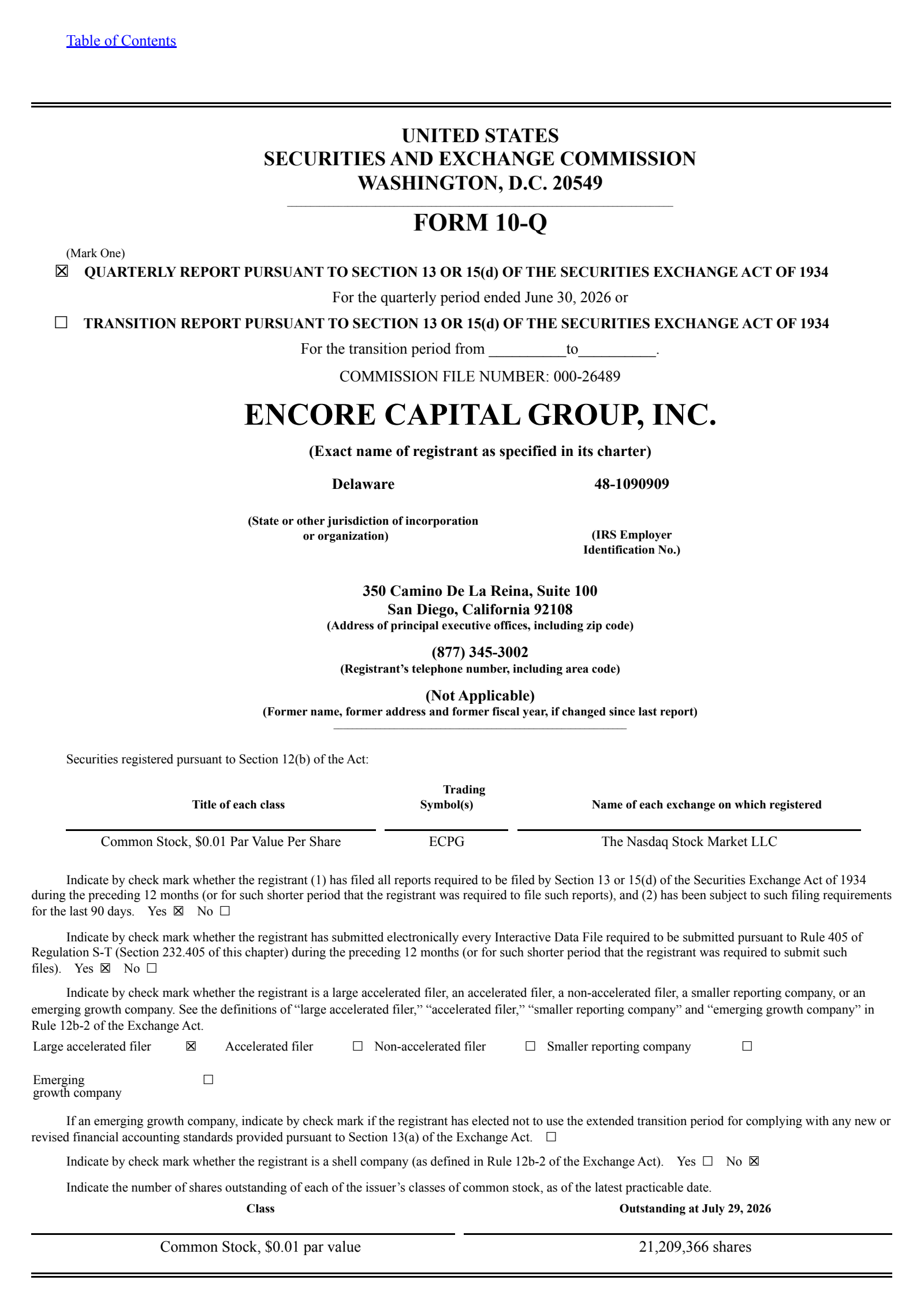 Encore Capital Group's Q2 2026 Quarterly report