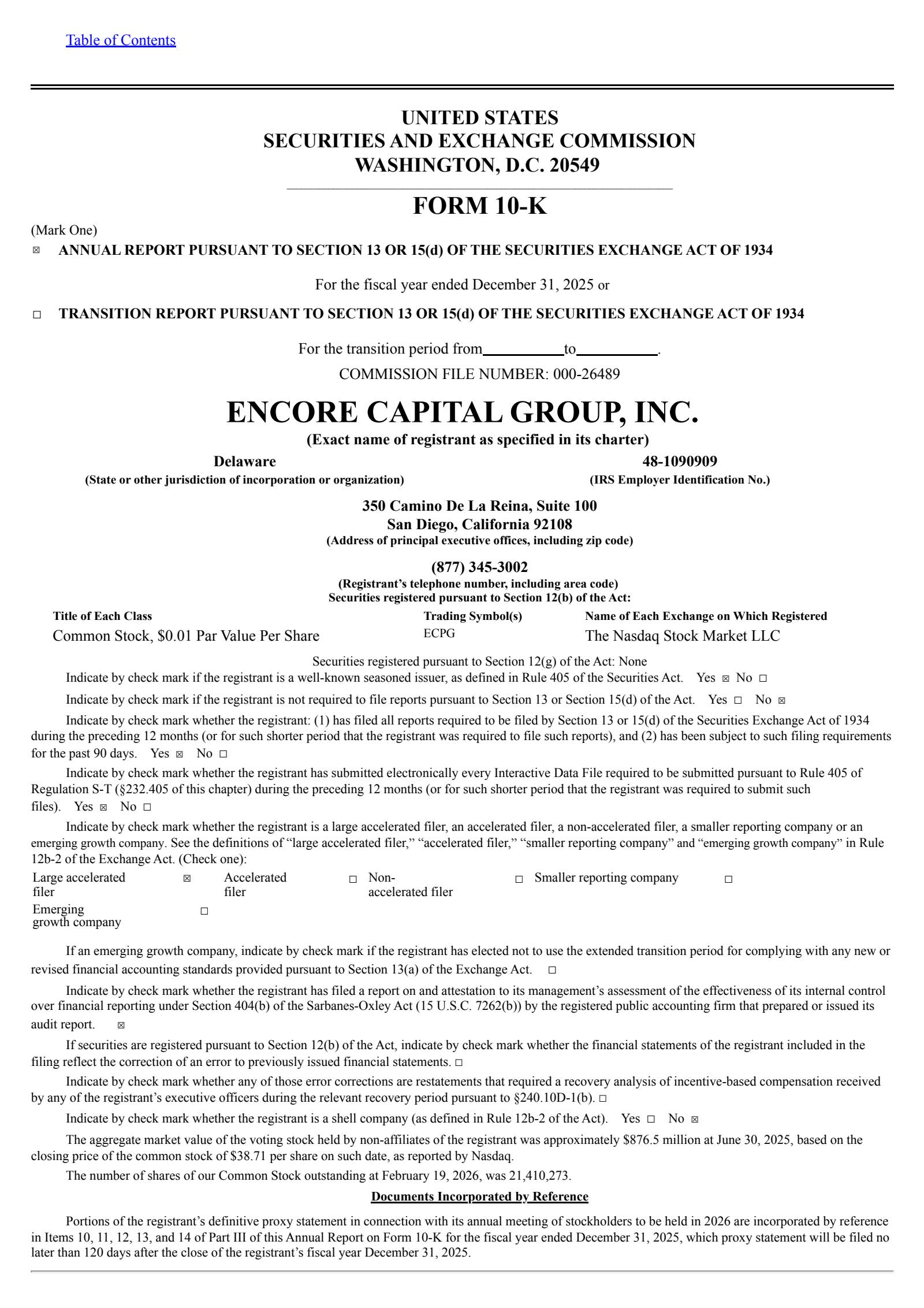 Encore Capital Group's Q4 2025 Annual report