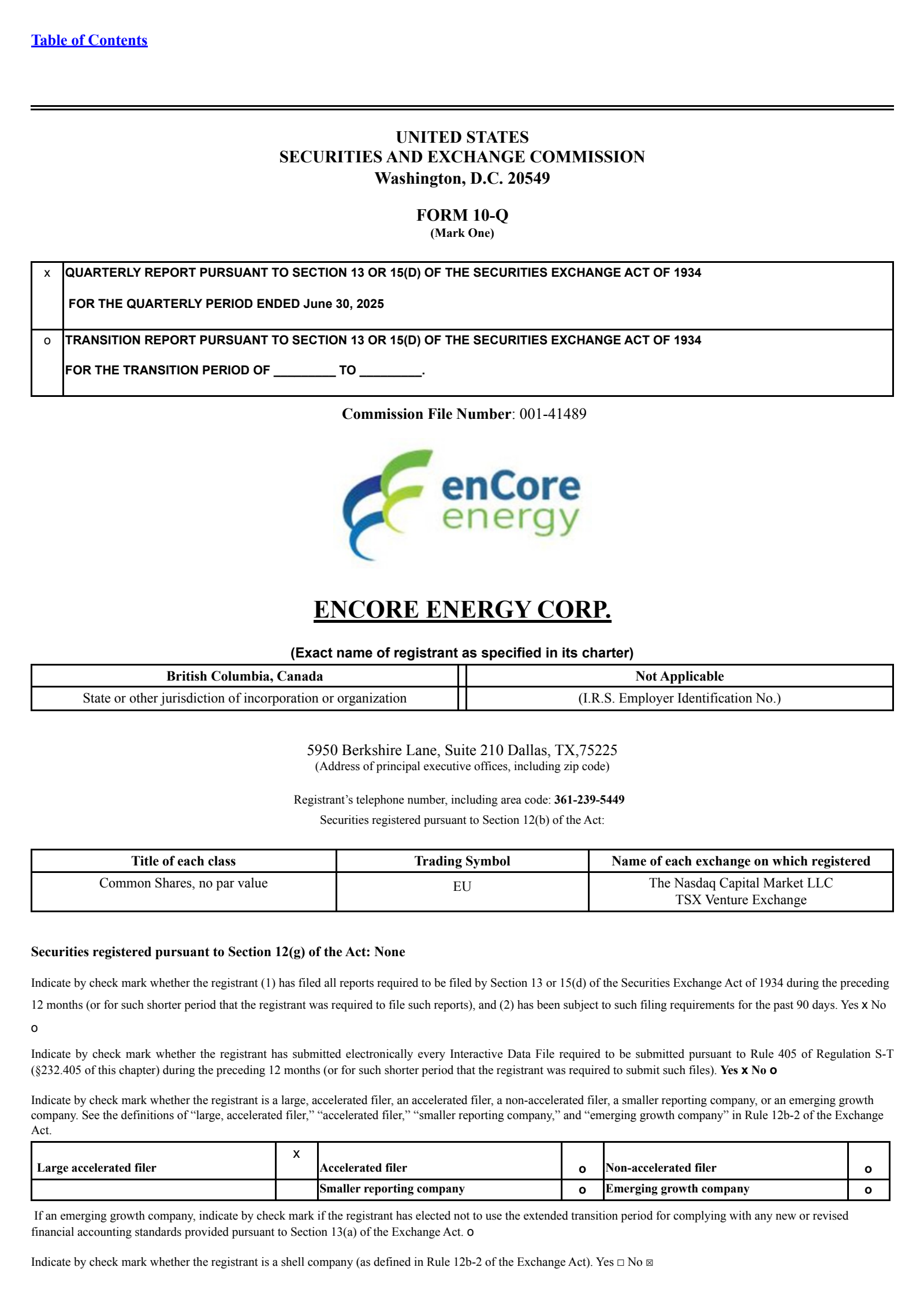 enCore Energy's Q2 2025 Quarterly report