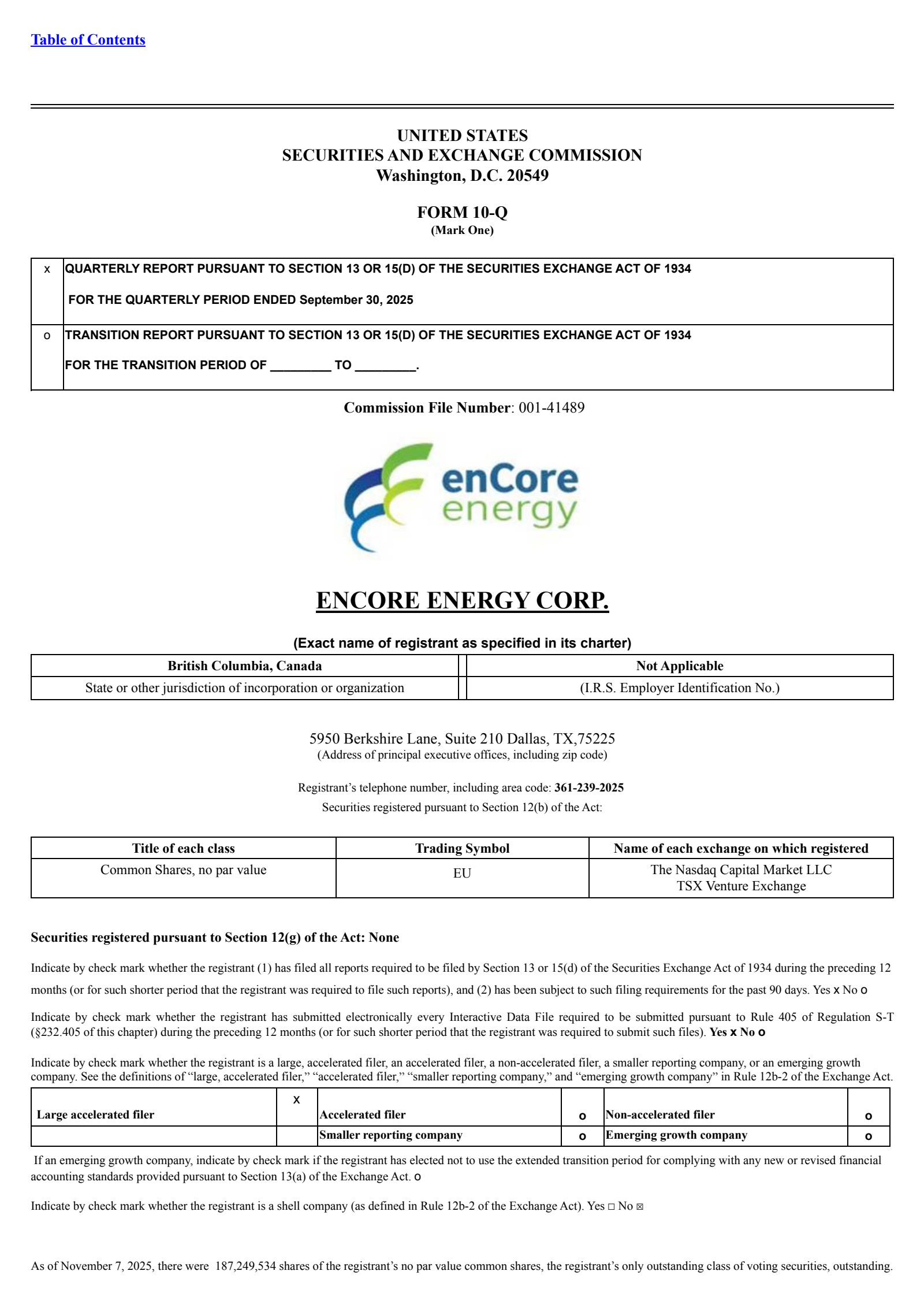 enCore Energy's Q3 2025 Quarterly Report