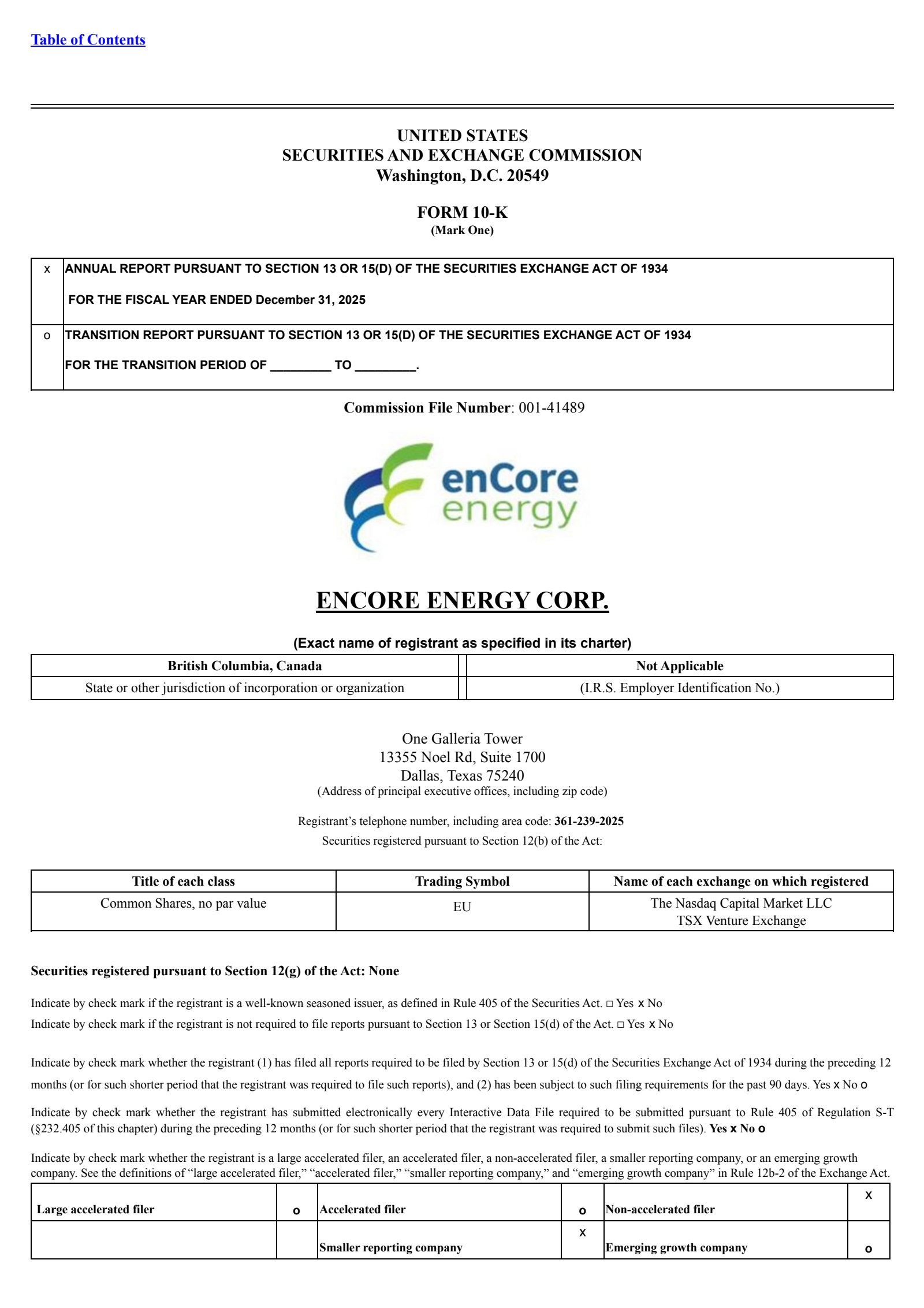 enCore Energy's Q4 2025 Annual report