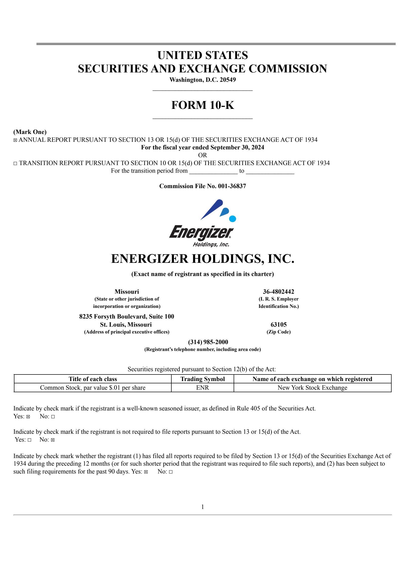 Energizer's Q4 2024 Annual report