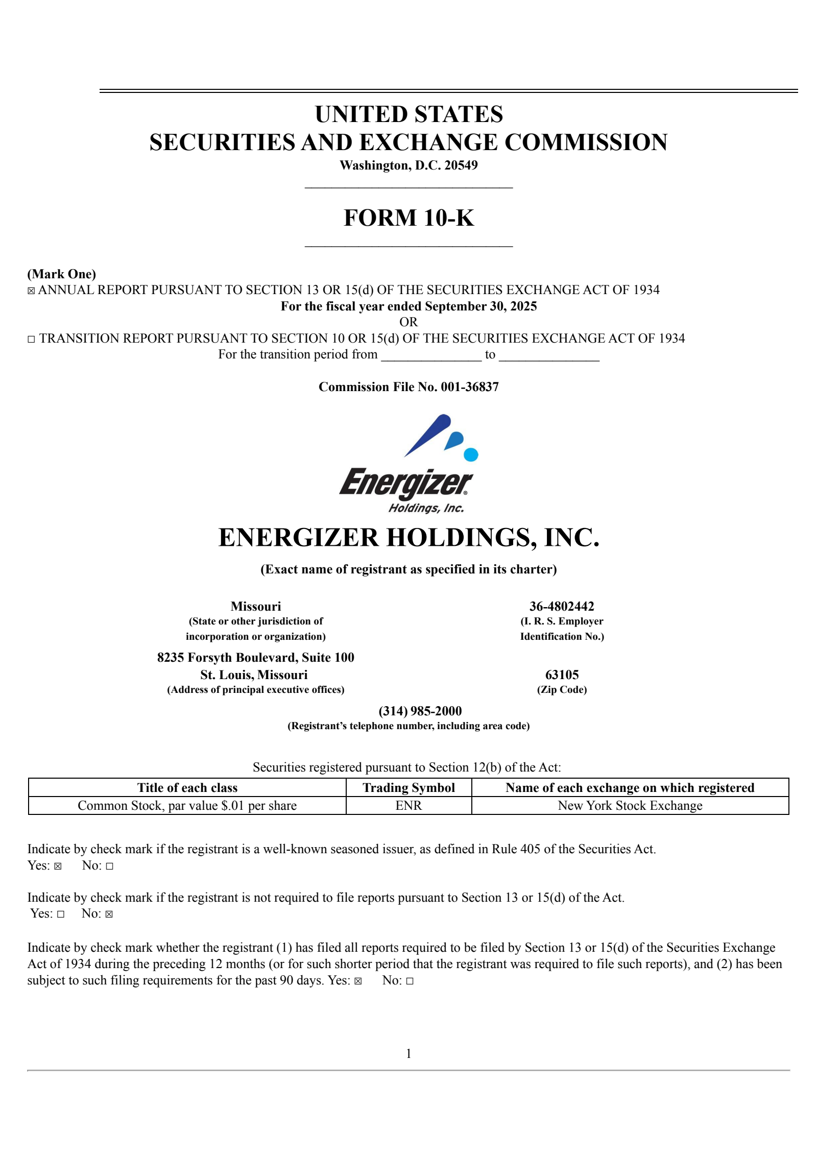 Energizer's Q4 2025 Annual Report