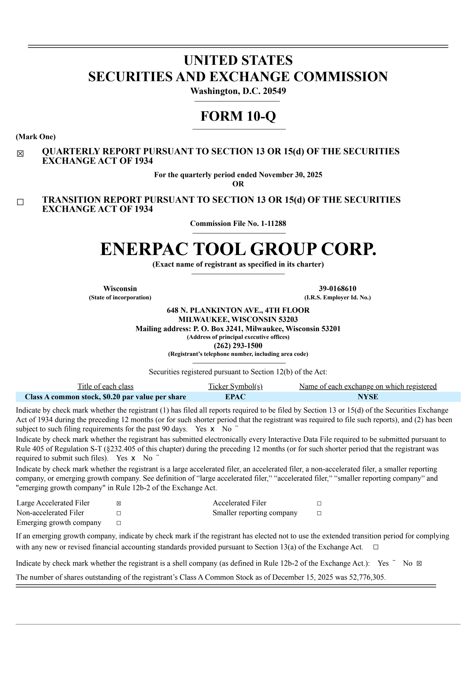 Enerpac Tool Group's Q1 2026 Quarterly Report