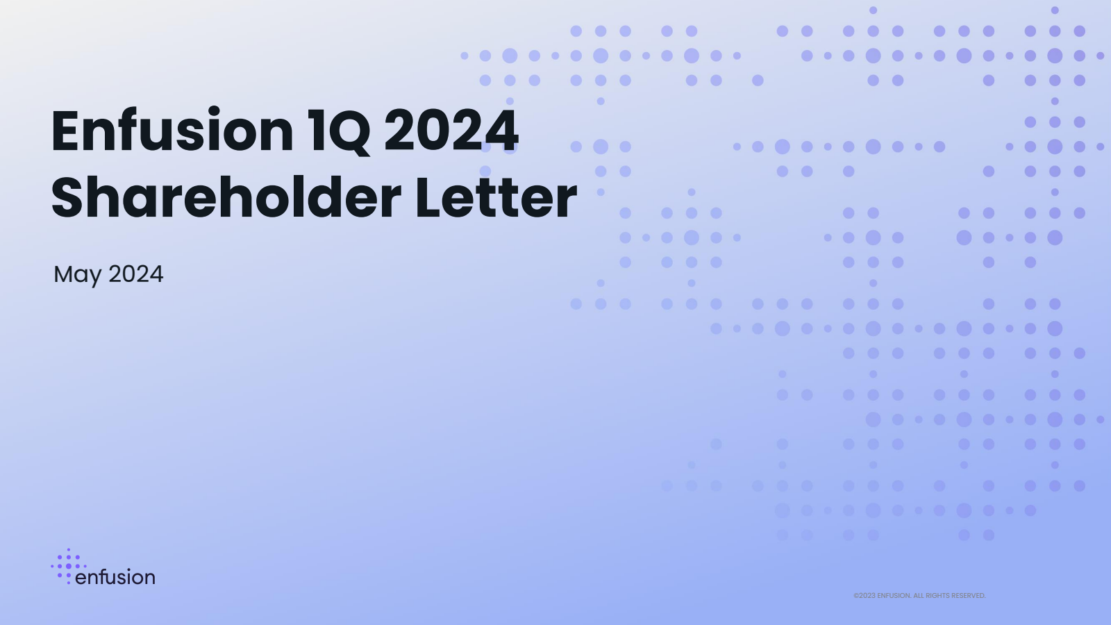 Enfusion's Q1 2024 Press Release
