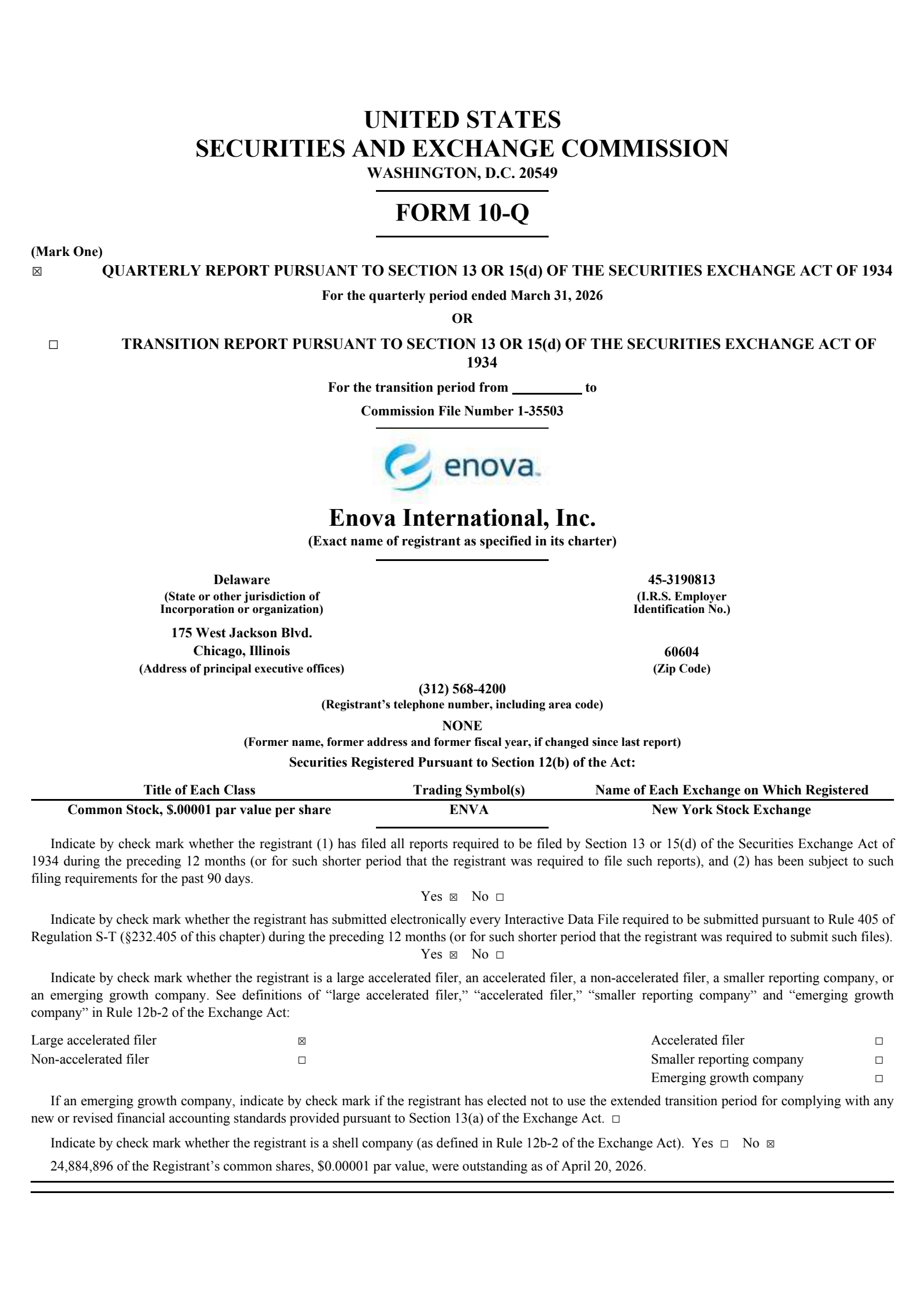 Enova International's Q1 2026 Quarterly report