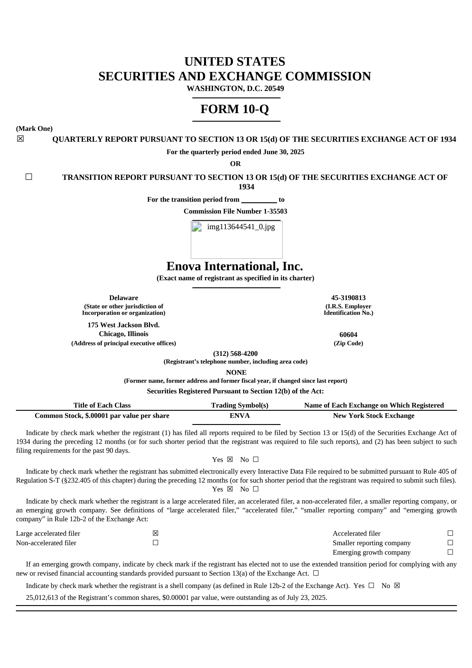 Enova International's Q2 2025 Quarterly report