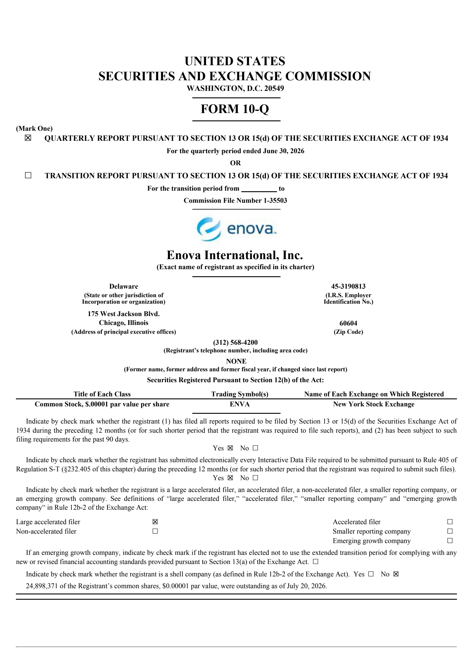 Enova International's Q2 2026 Quarterly report