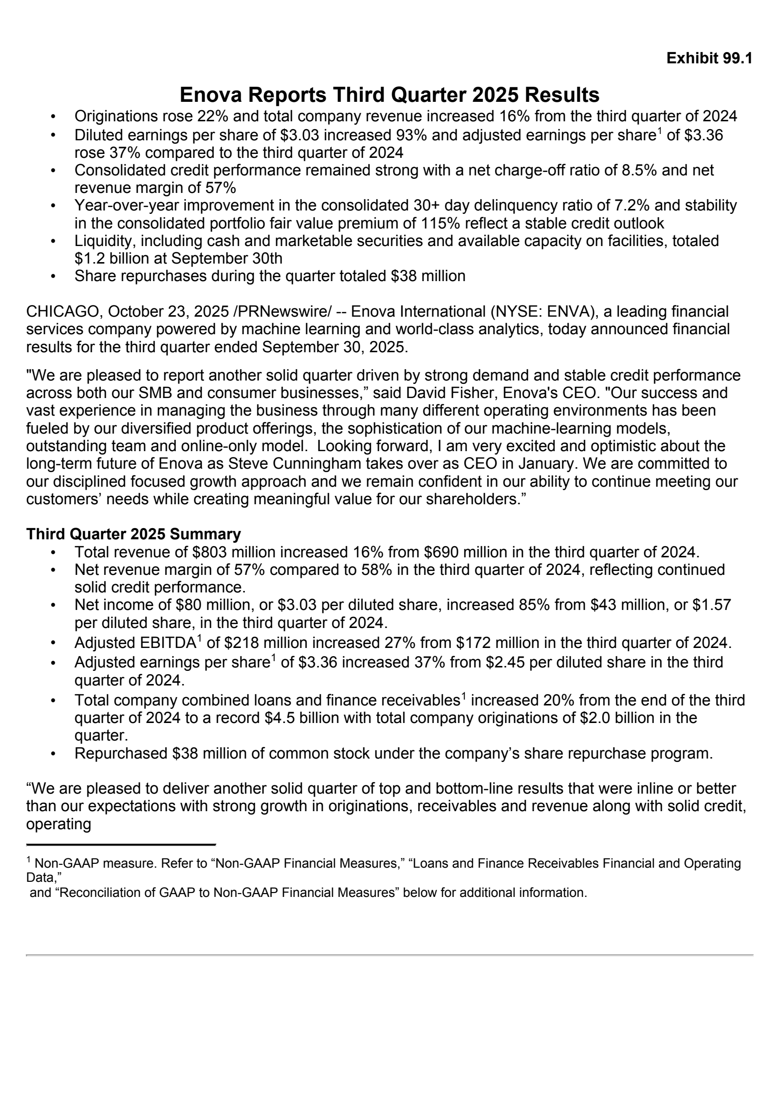 Enova International's Q3 2025 Earnings Release