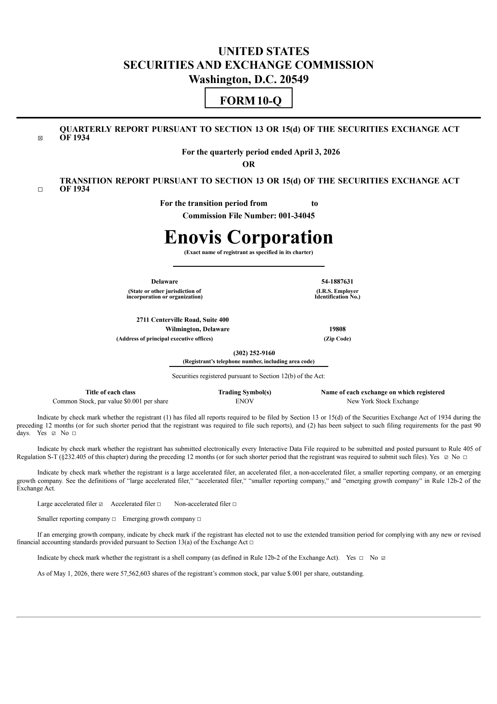 Enovis' Q1 2026 Quarterly report