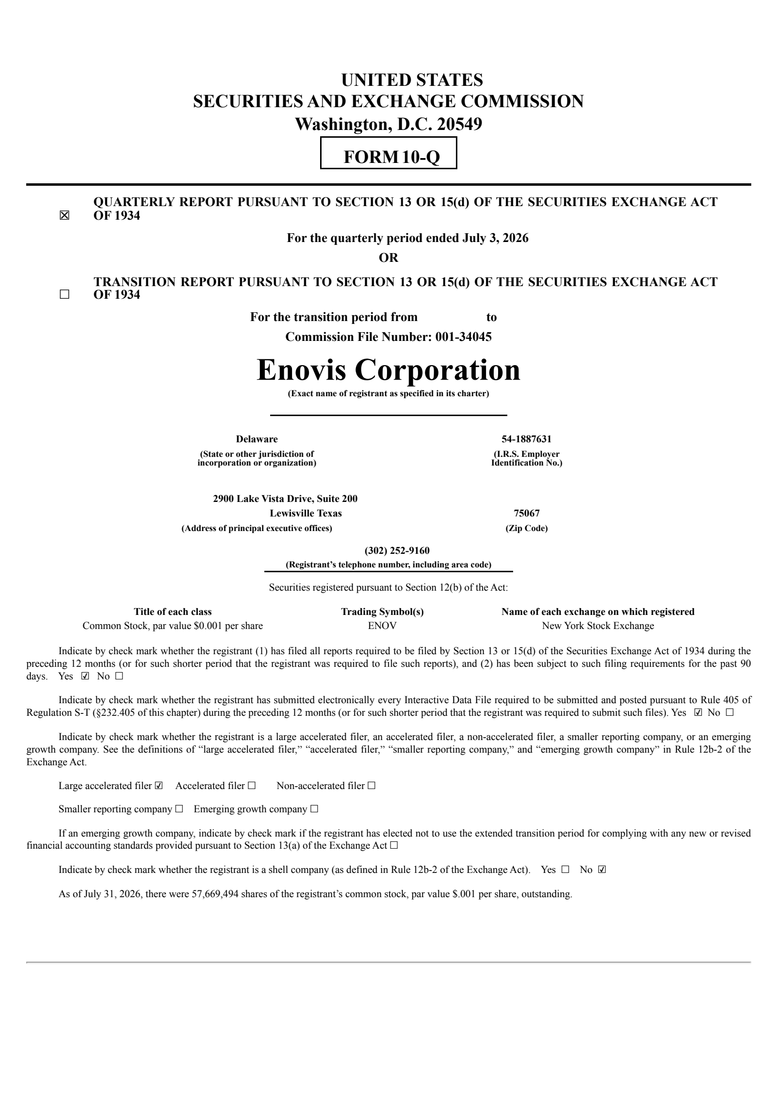 Enovis' Q2 2026 Quarterly report