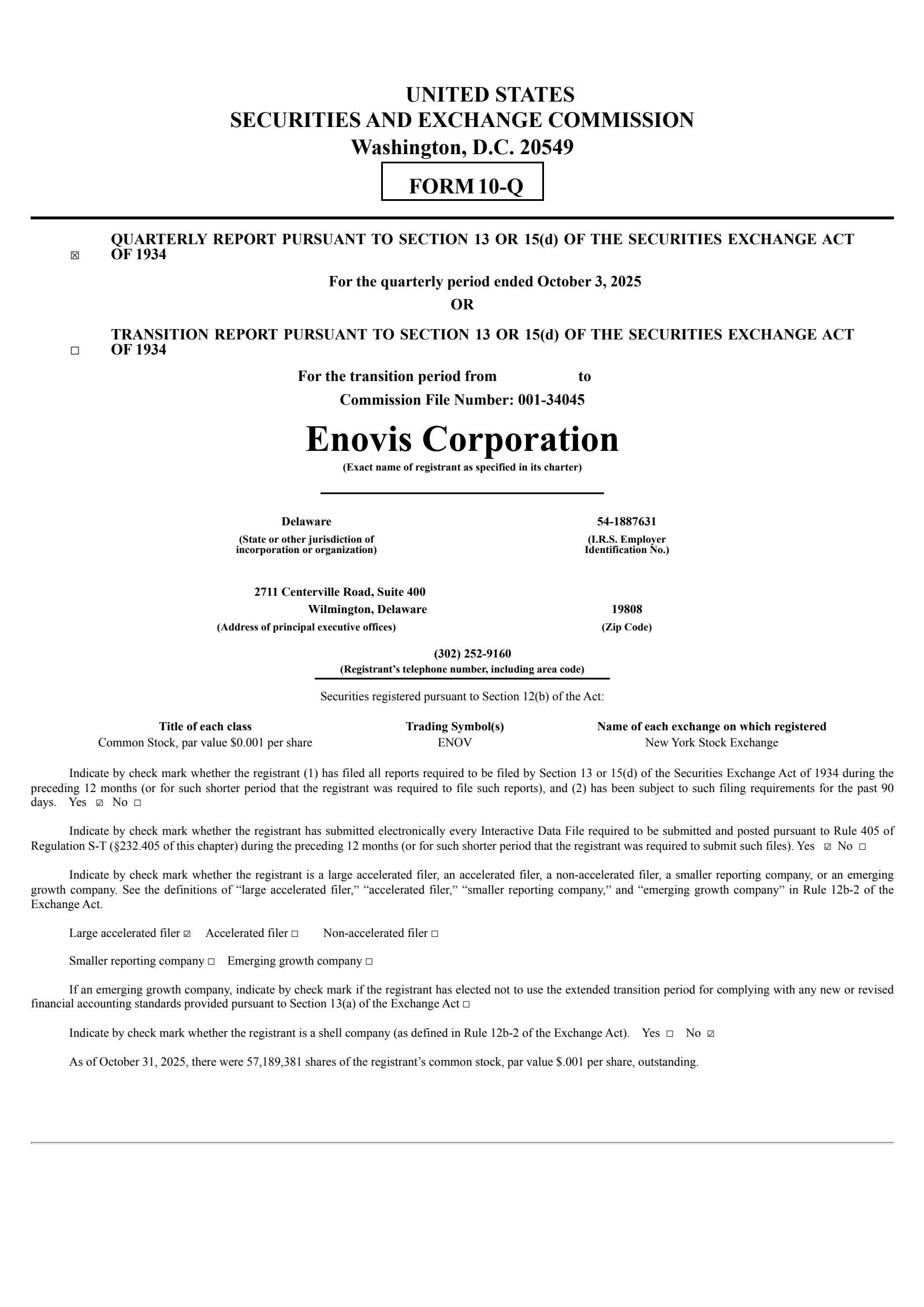 Enovis' Q3 2025 Quarterly Report