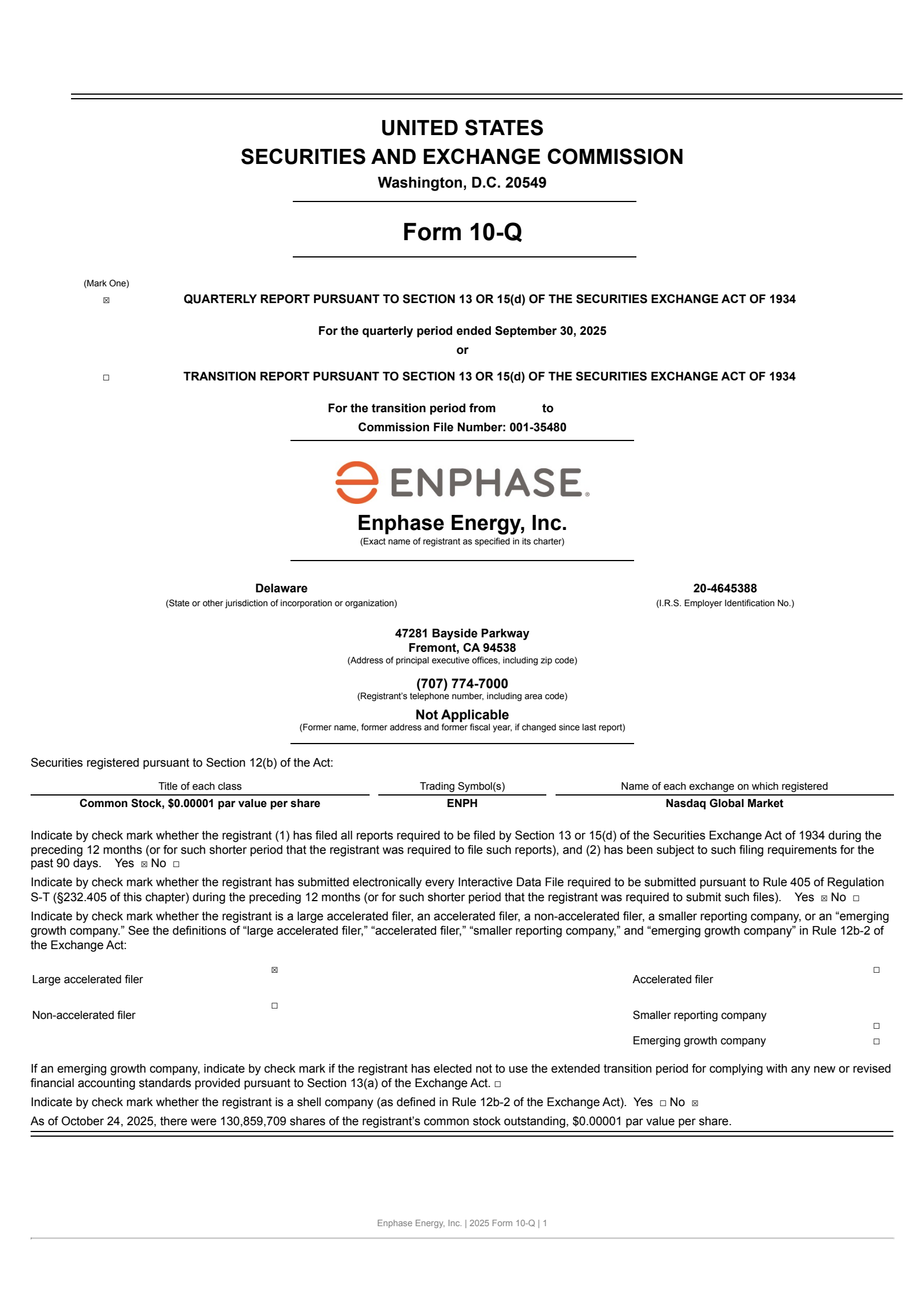 Enphase Energy's Q3 2025 Quarterly Report