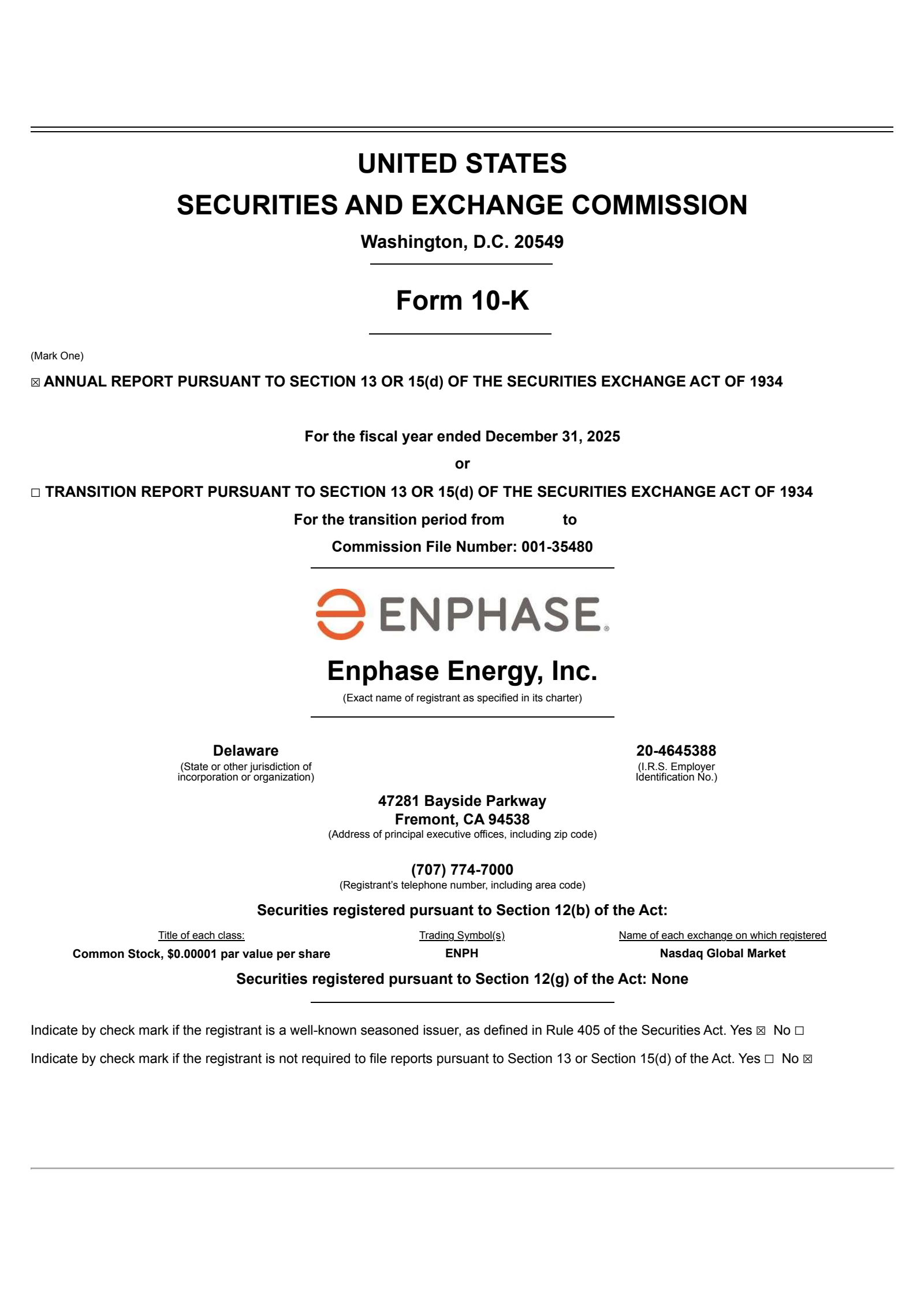 Enphase Energy's Q4 2025 Annual report