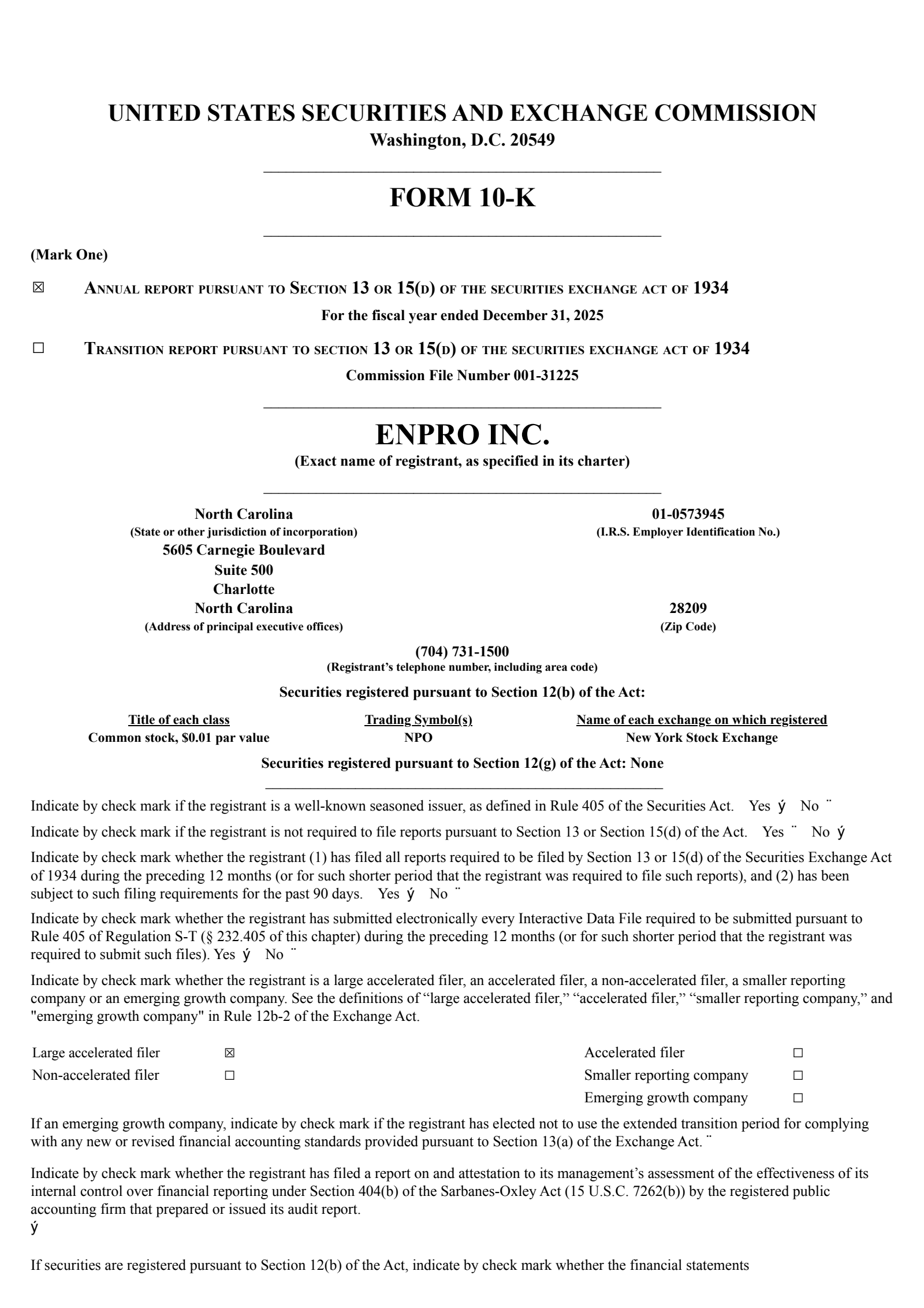 Enpro's Q4 2025 Annual report