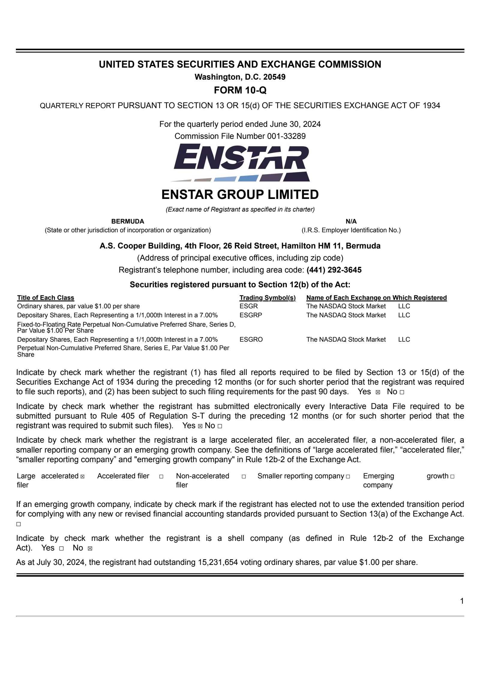 Enstar Group's Q2 2024 Quarterly report