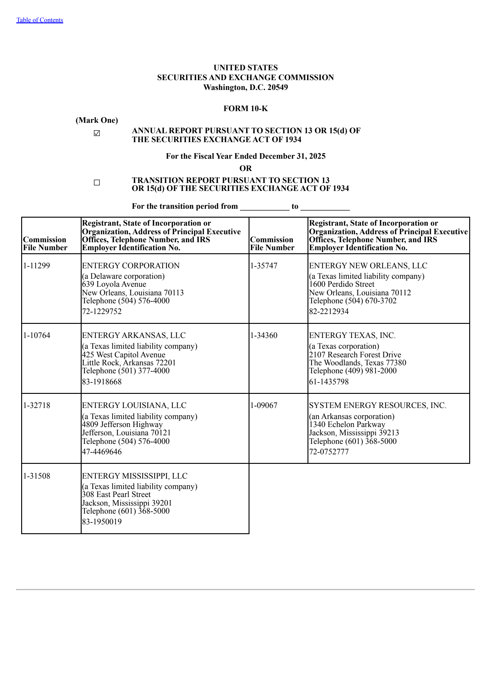 Entergy's Q4 2025 Annual report