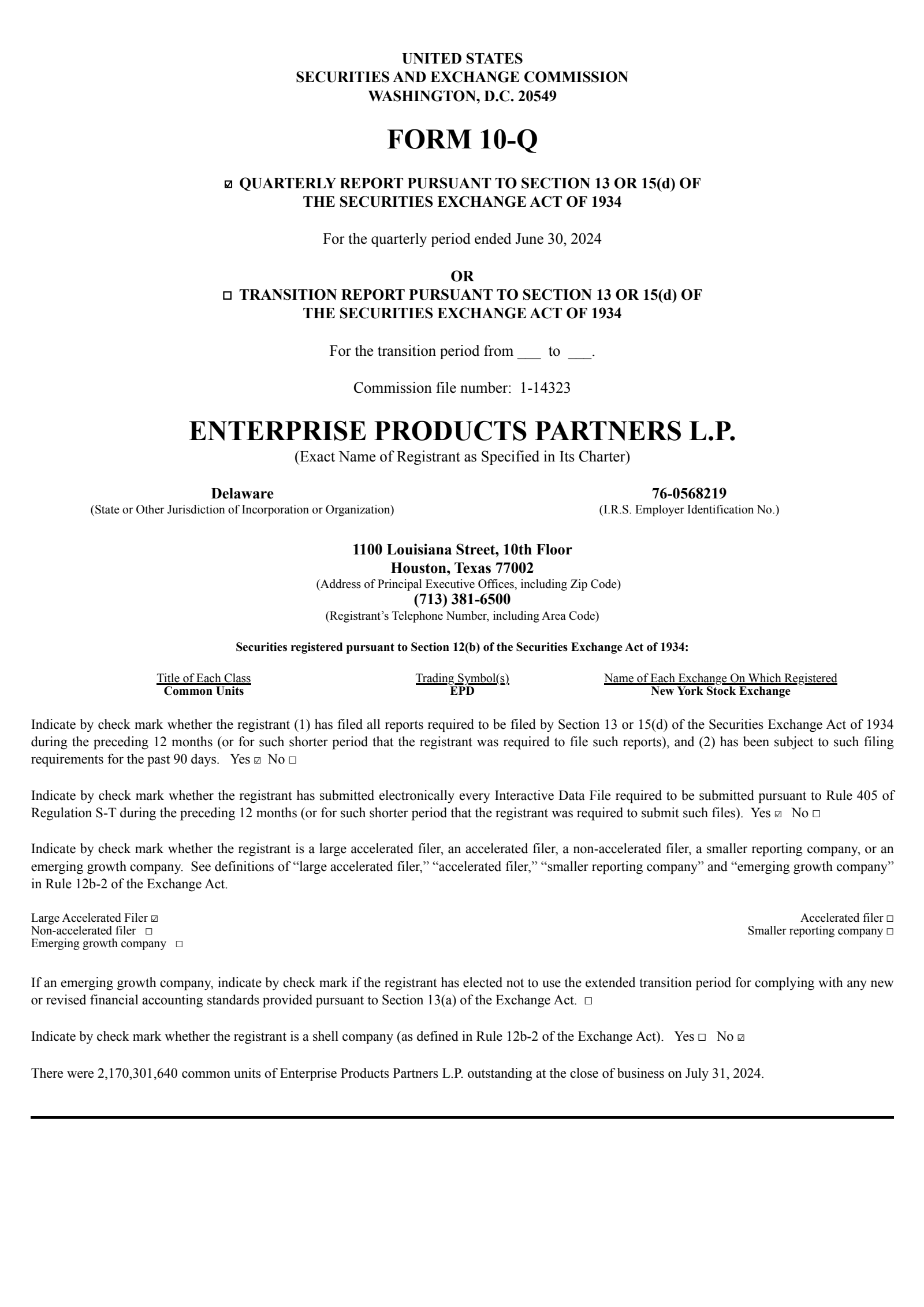 Enterprise Products Partners' Q2 2024 Quarterly report