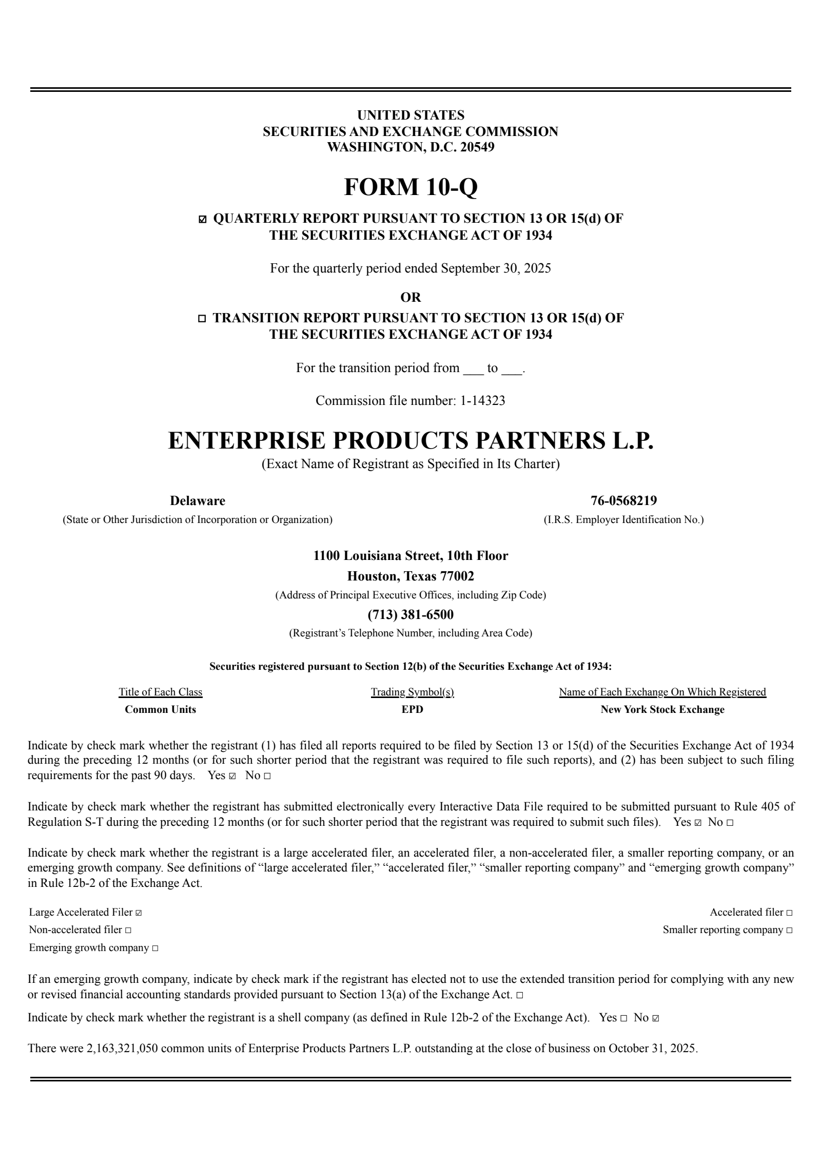 Enterprise Products Partners' Q3 2025 Quarterly Report