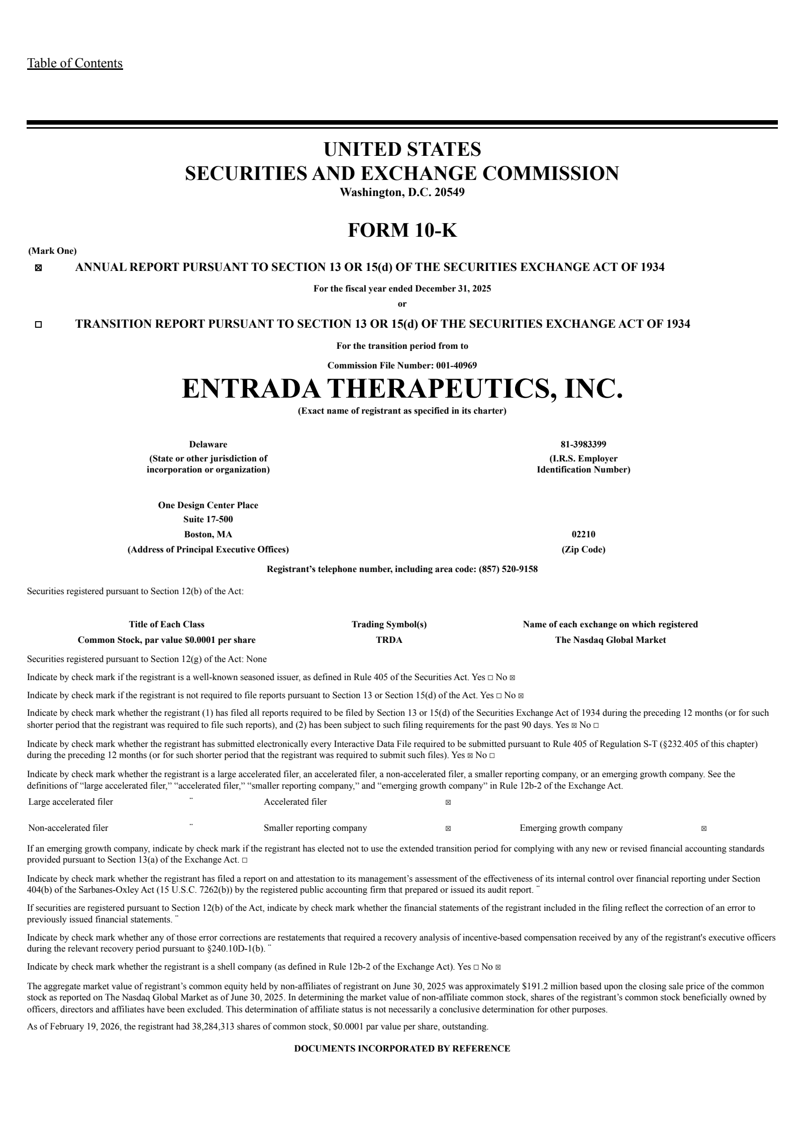 Entrada Therapeutics' Q4 2025 Annual report