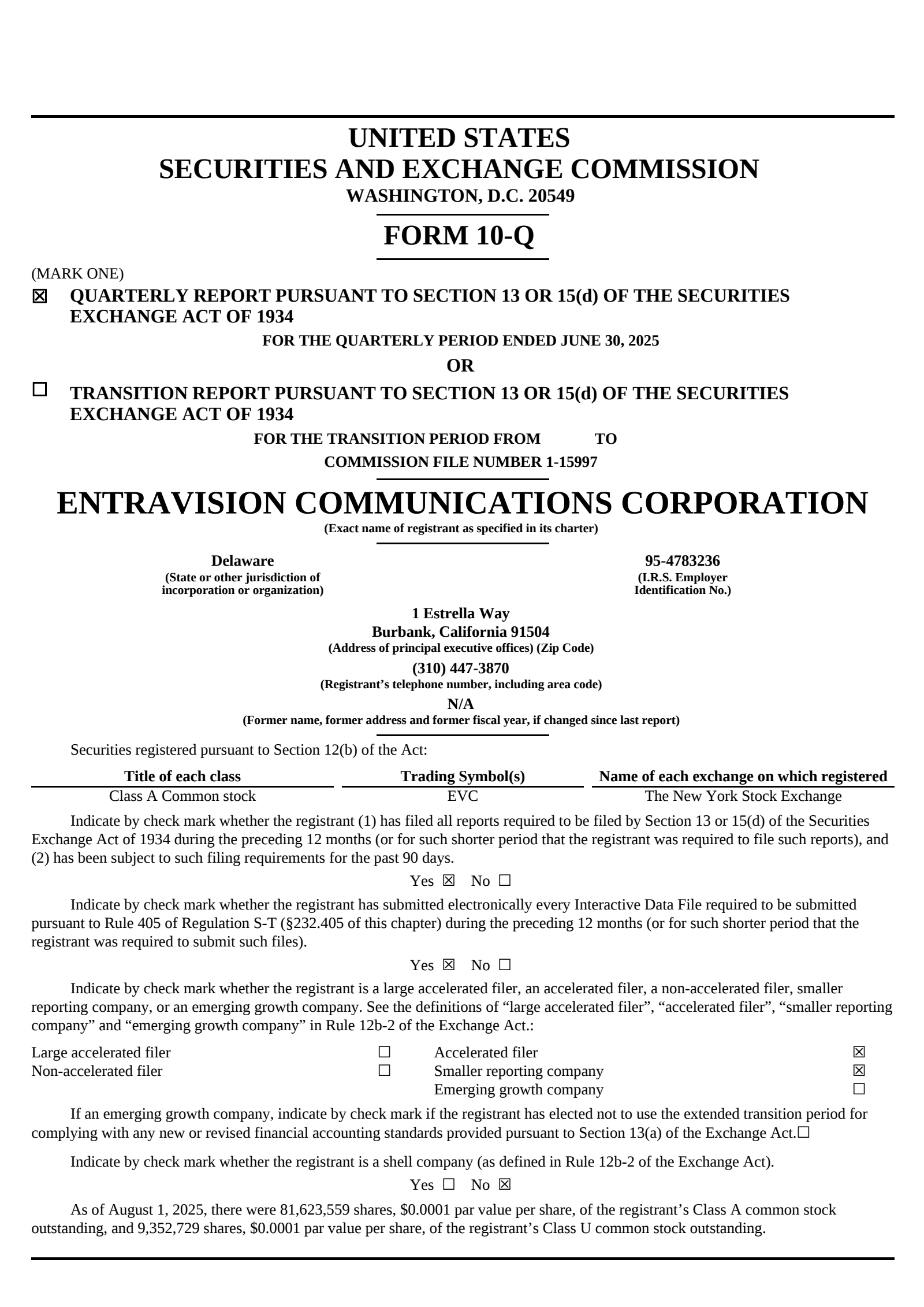 Entravision Communications' Q2 2025 Quarterly report