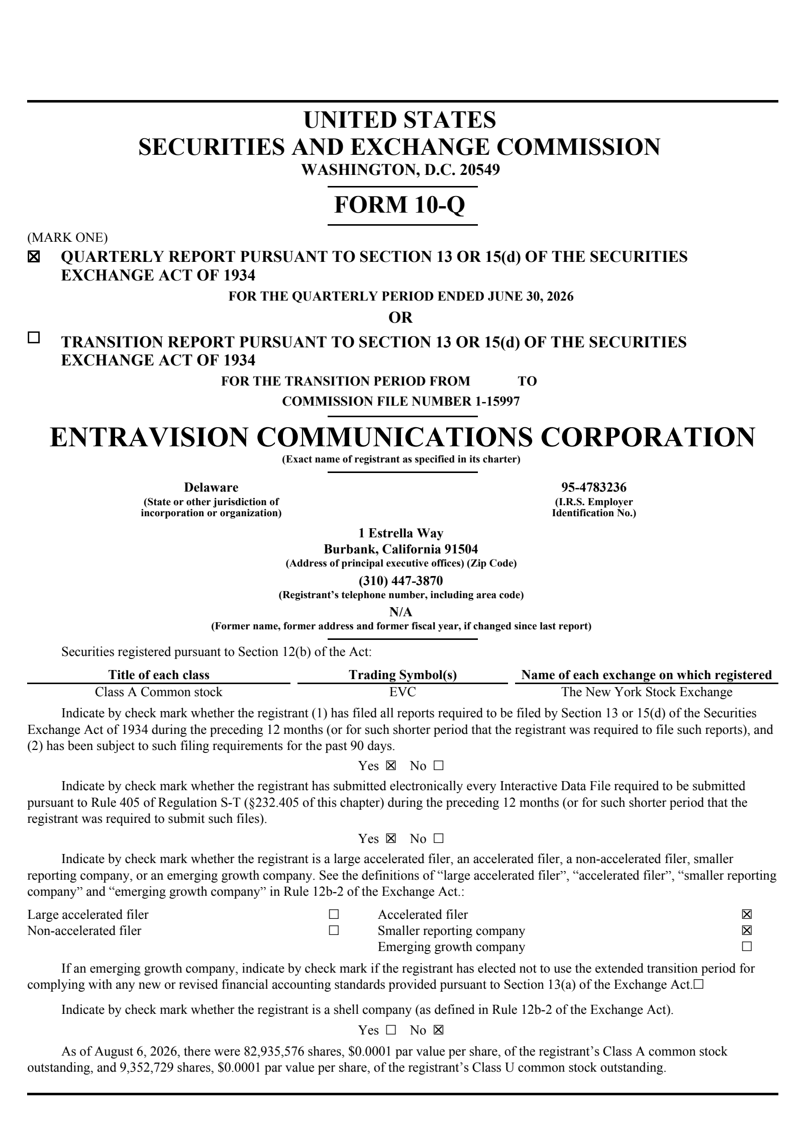 Entravision Communications' Q2 2026 Quarterly report