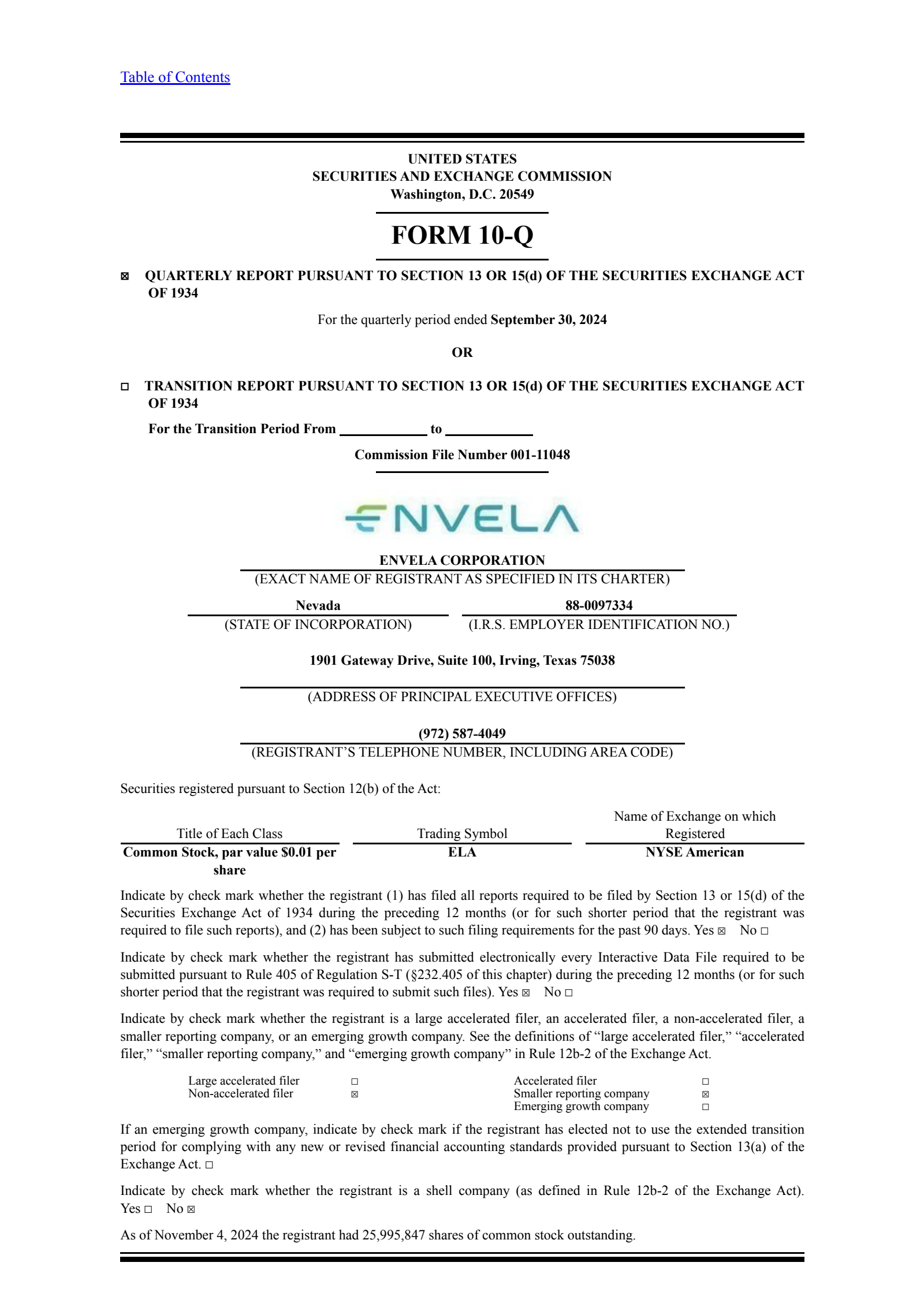 Envela's Q3 2024 Quarterly report