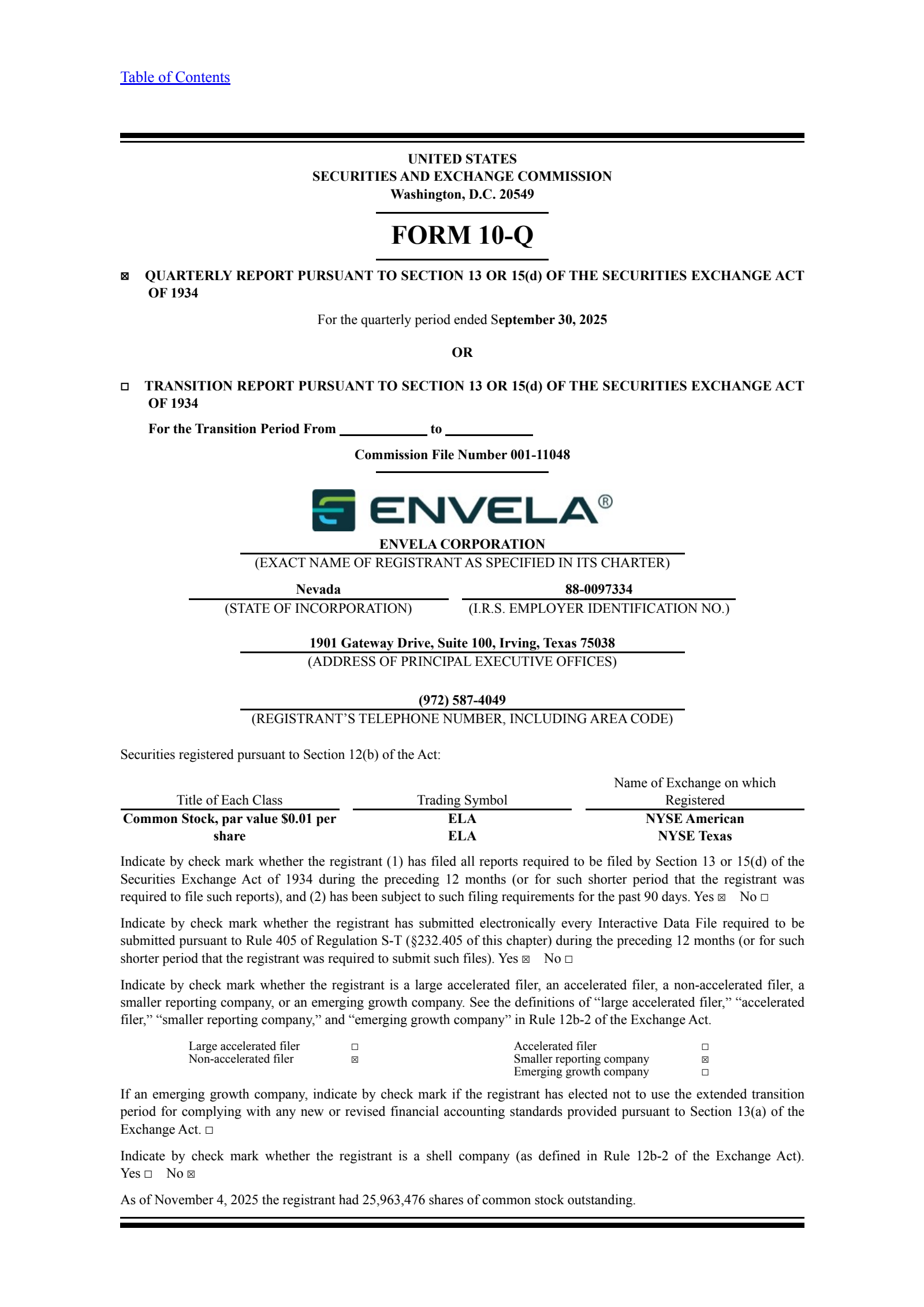 Envela's Q3 2025 Quarterly report