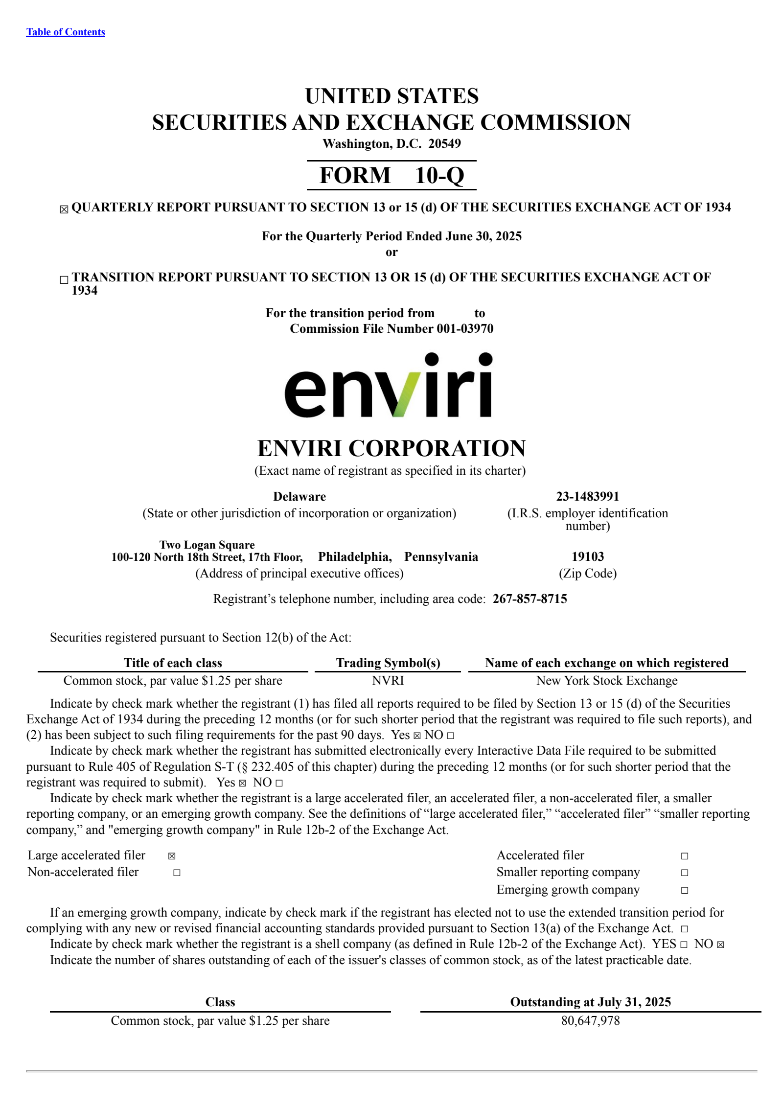 Enviri's Q2 2025 Quarterly report