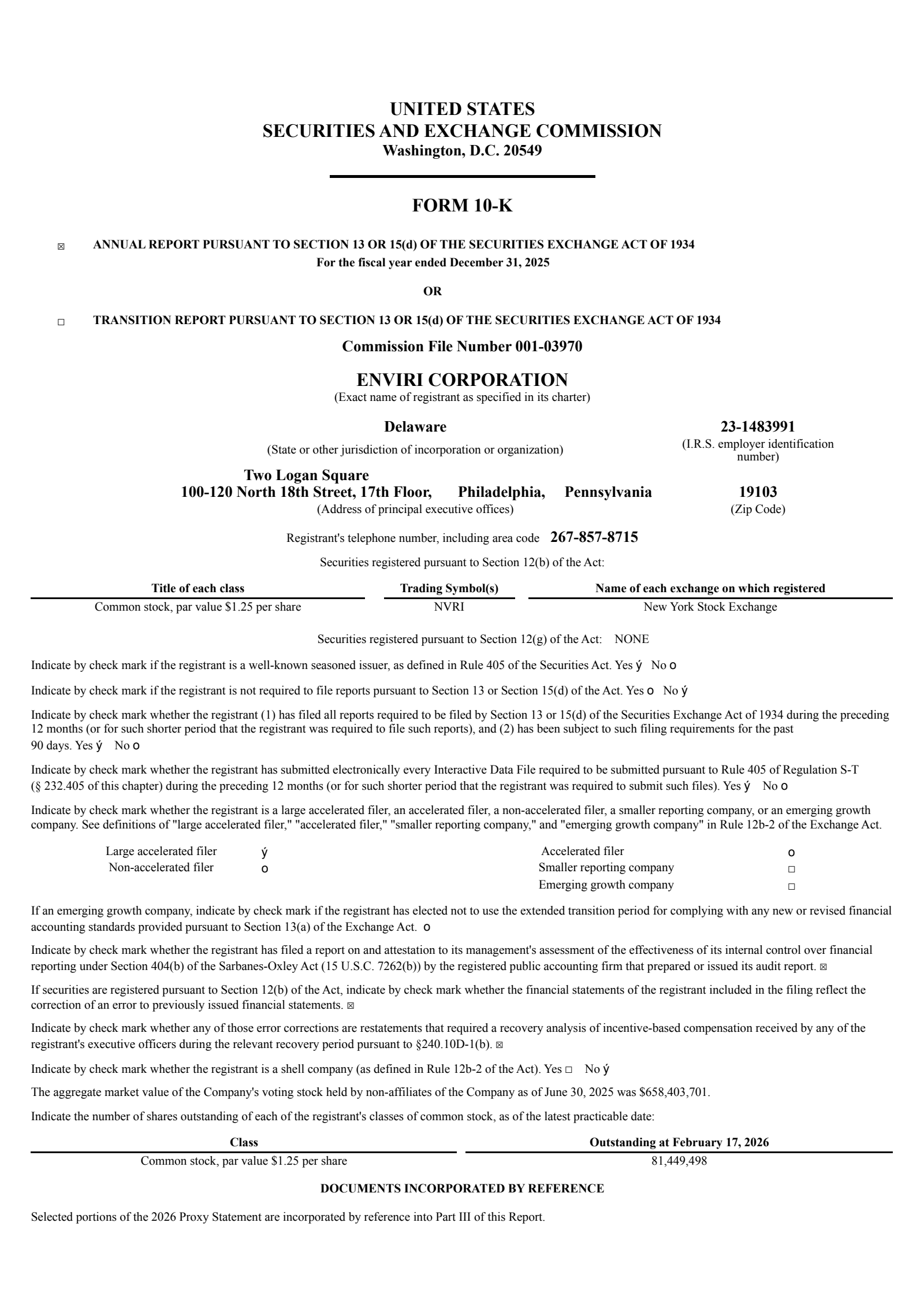 Enviri's Q4 2025 Annual report