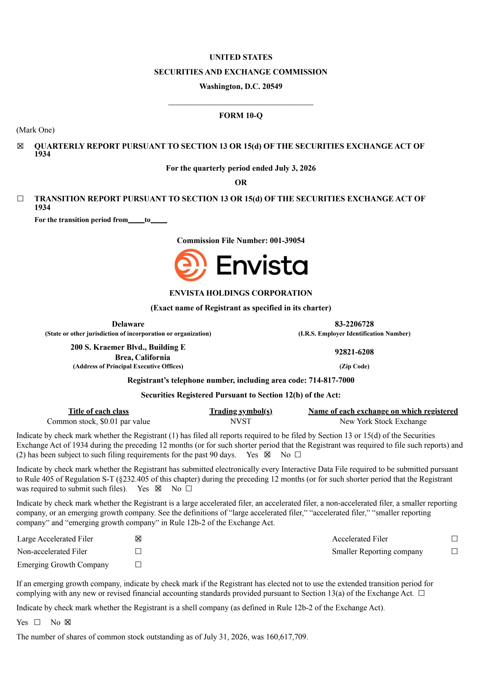 Envista's Q2 2026 Quarterly report