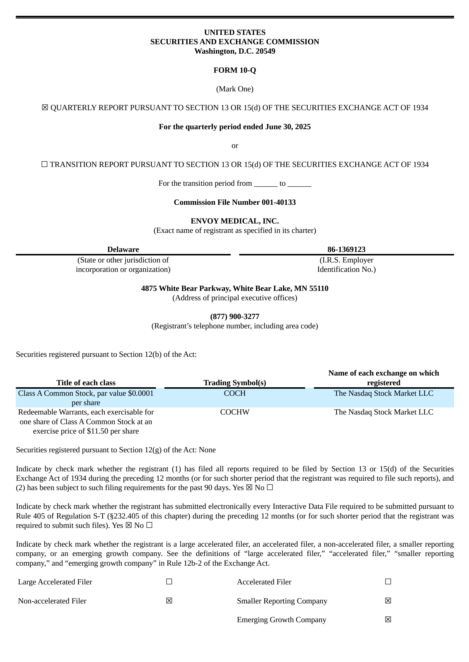 Envoy Medical's Q2 2025 Quarterly report