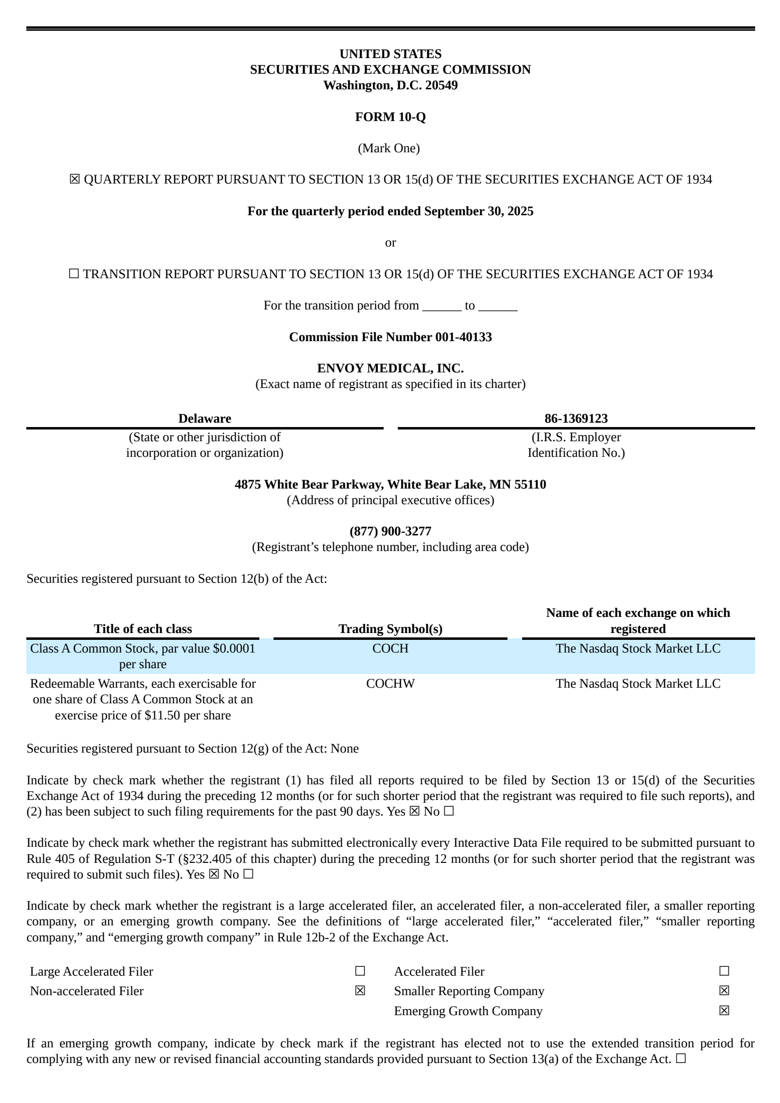 Envoy Medical's Q3 2025 Quarterly report