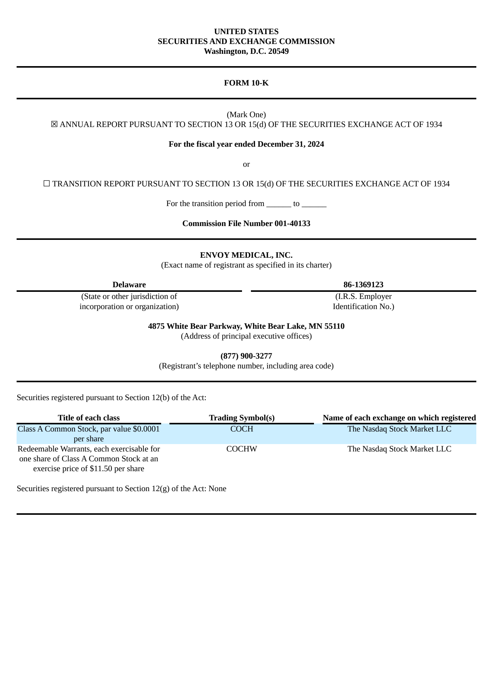 Envoy Medical's Q4 2024 Annual report