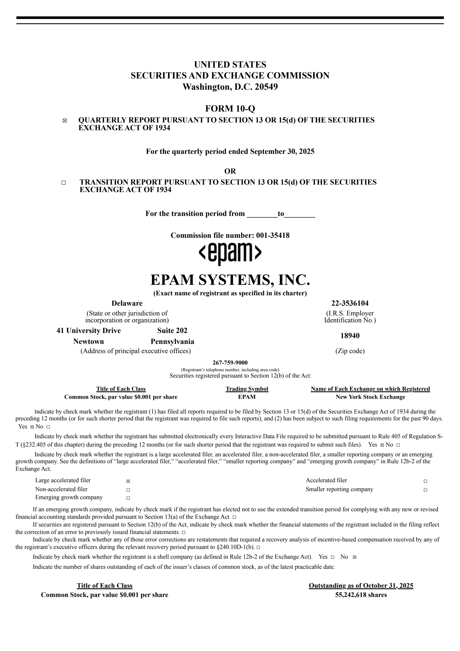 EPAM Systems' Q3 2025 Quarterly Report