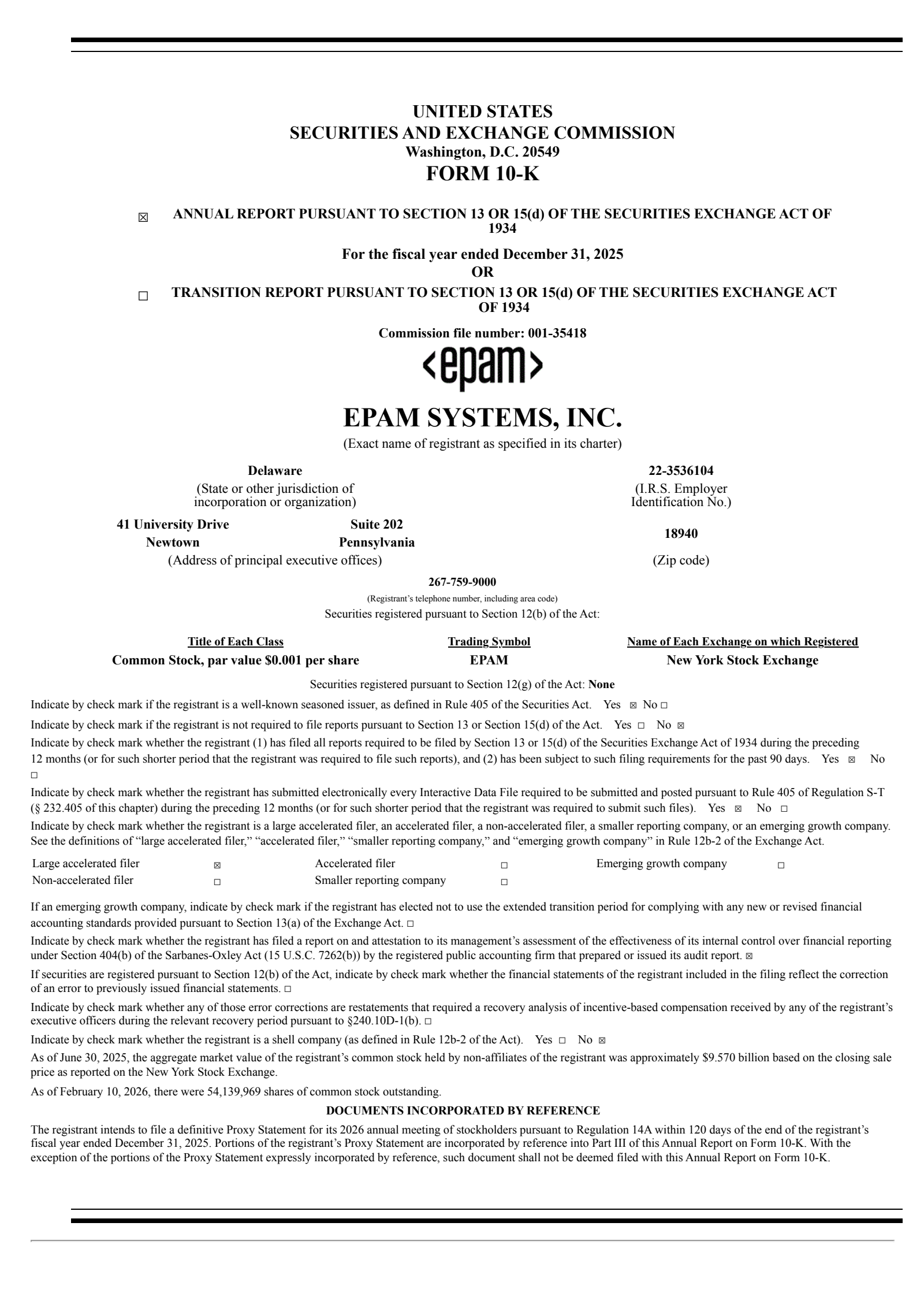 EPAM Systems' Q4 2025 Annual report