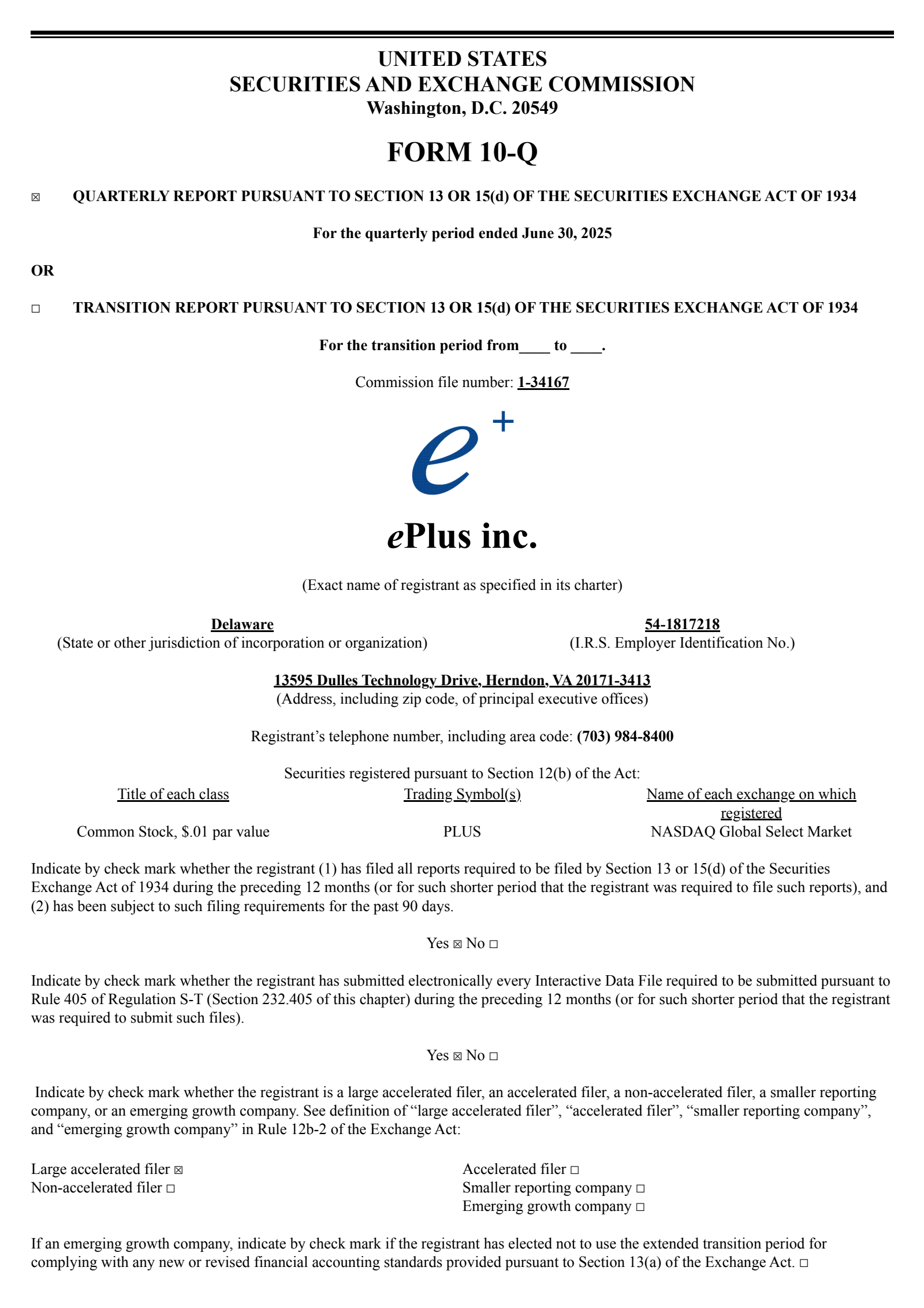 ePlus' Q1 2026 Quarterly report